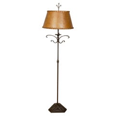 Arts & Crafts Wrought Iron and Mica Floor Lamp