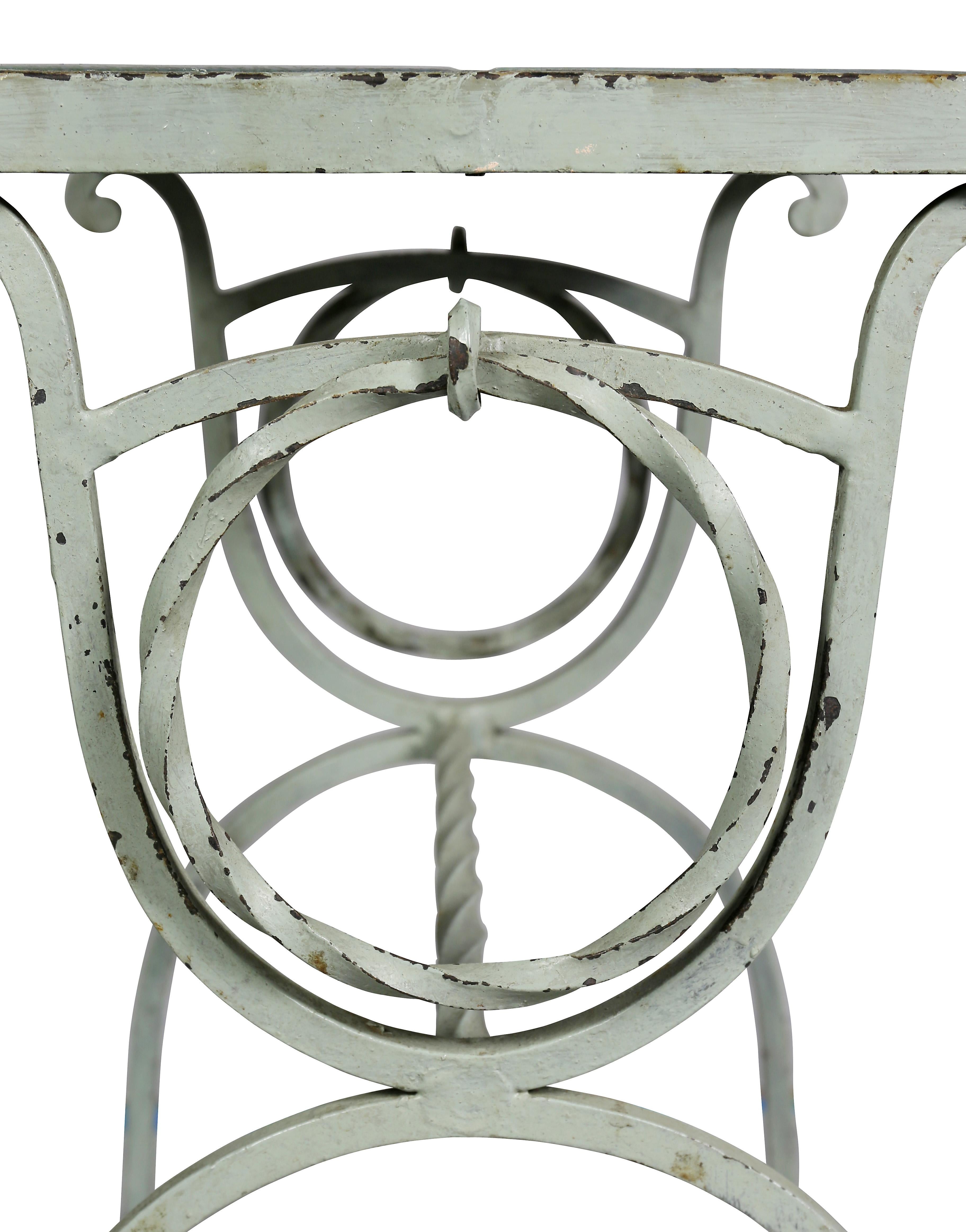 20th Century Arts & Crafts Wrought Iron and Tile Top Side table