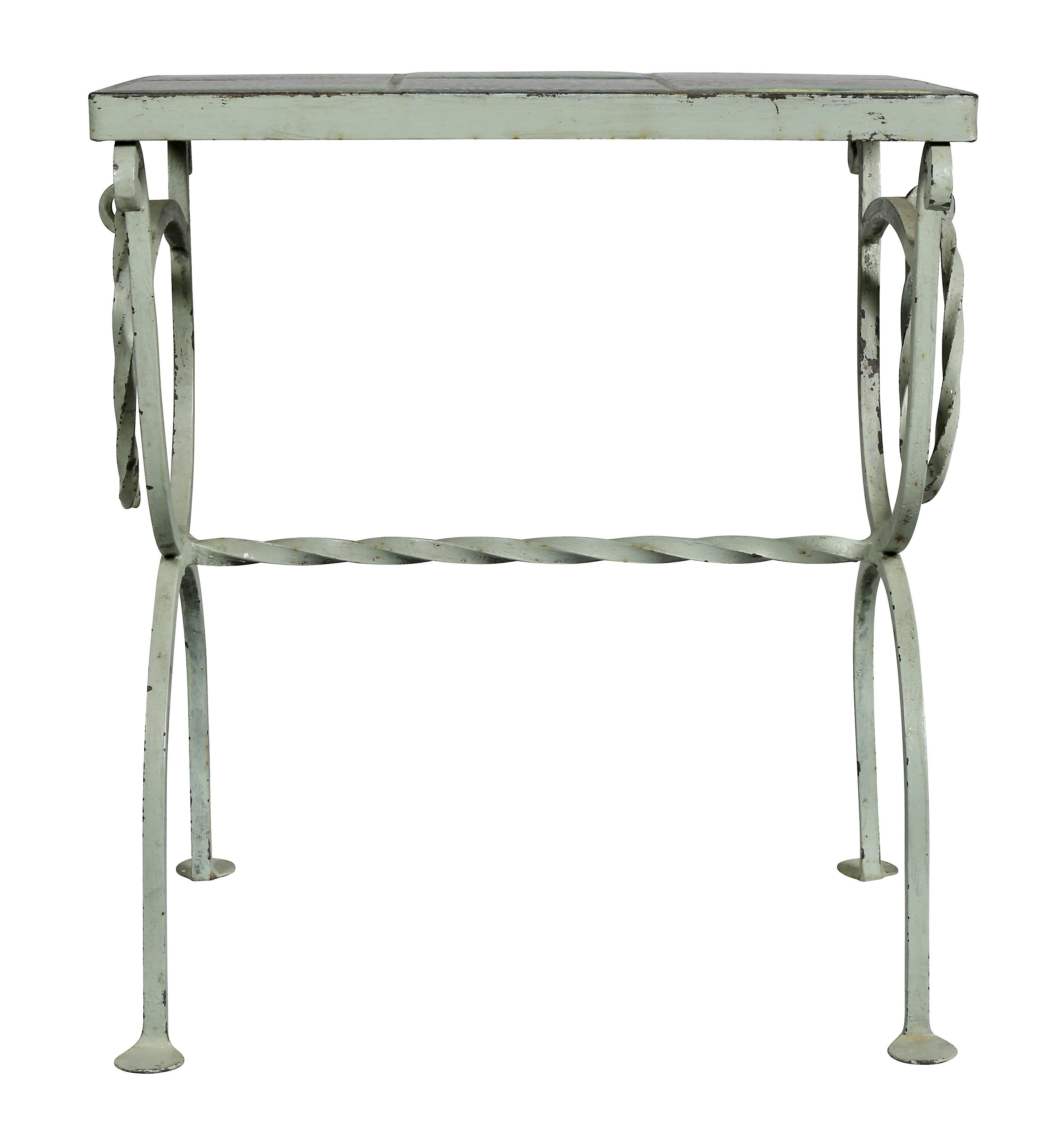 Arts & Crafts Wrought Iron and Tile Top Side table 2