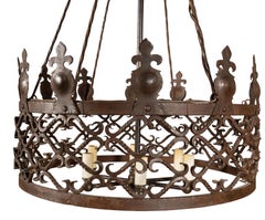 Arts And Crafts Wrought Iron Chandelier