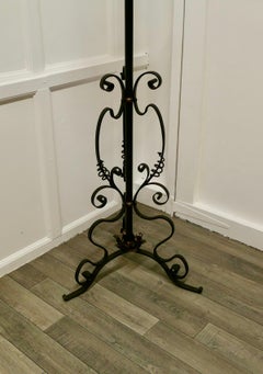 Arts and Crafts Wrought Iron Floor Standing Oil Lamp