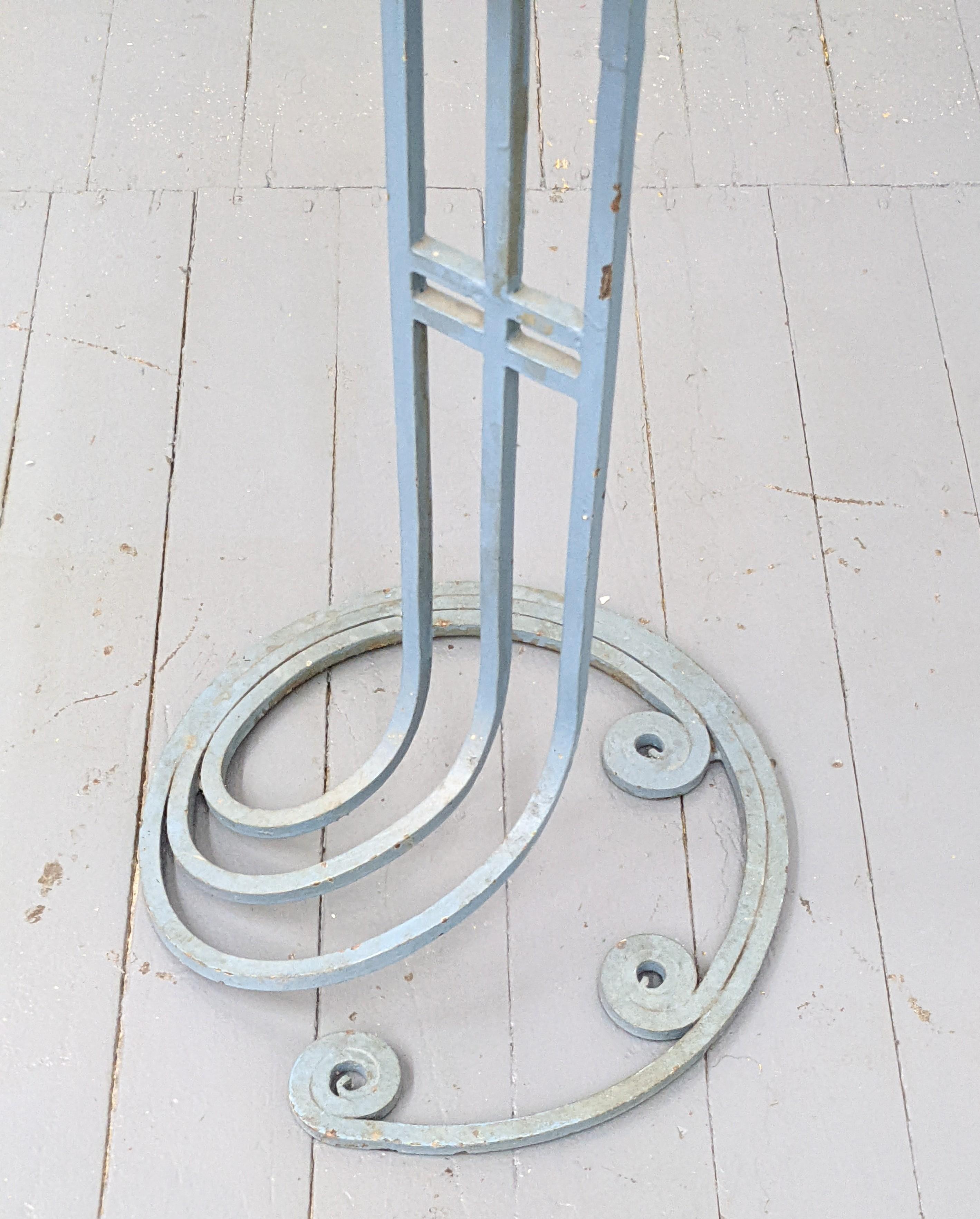 Arts and Crafts Wrought Iron Stand with Glazed Tile For Sale 1