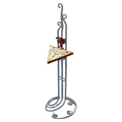 Arts and Crafts Wrought Iron Stand with Glazed Tile