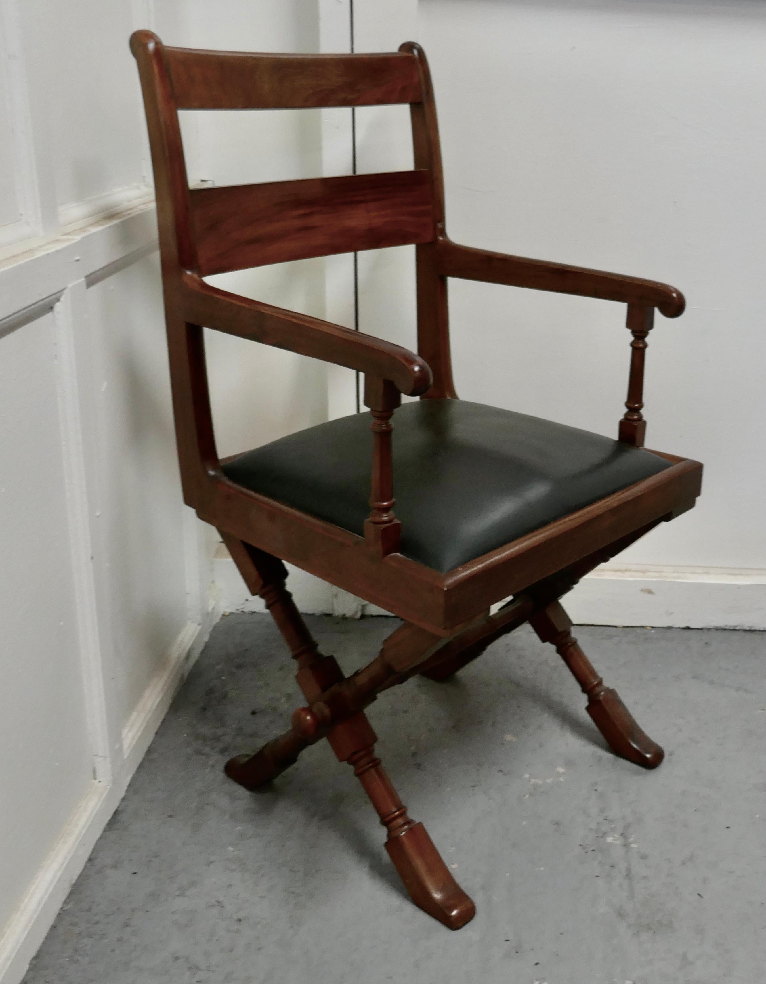 Arts and Crafts Arts & Crafts X-Frame Mahogany Desk Chair For Sale