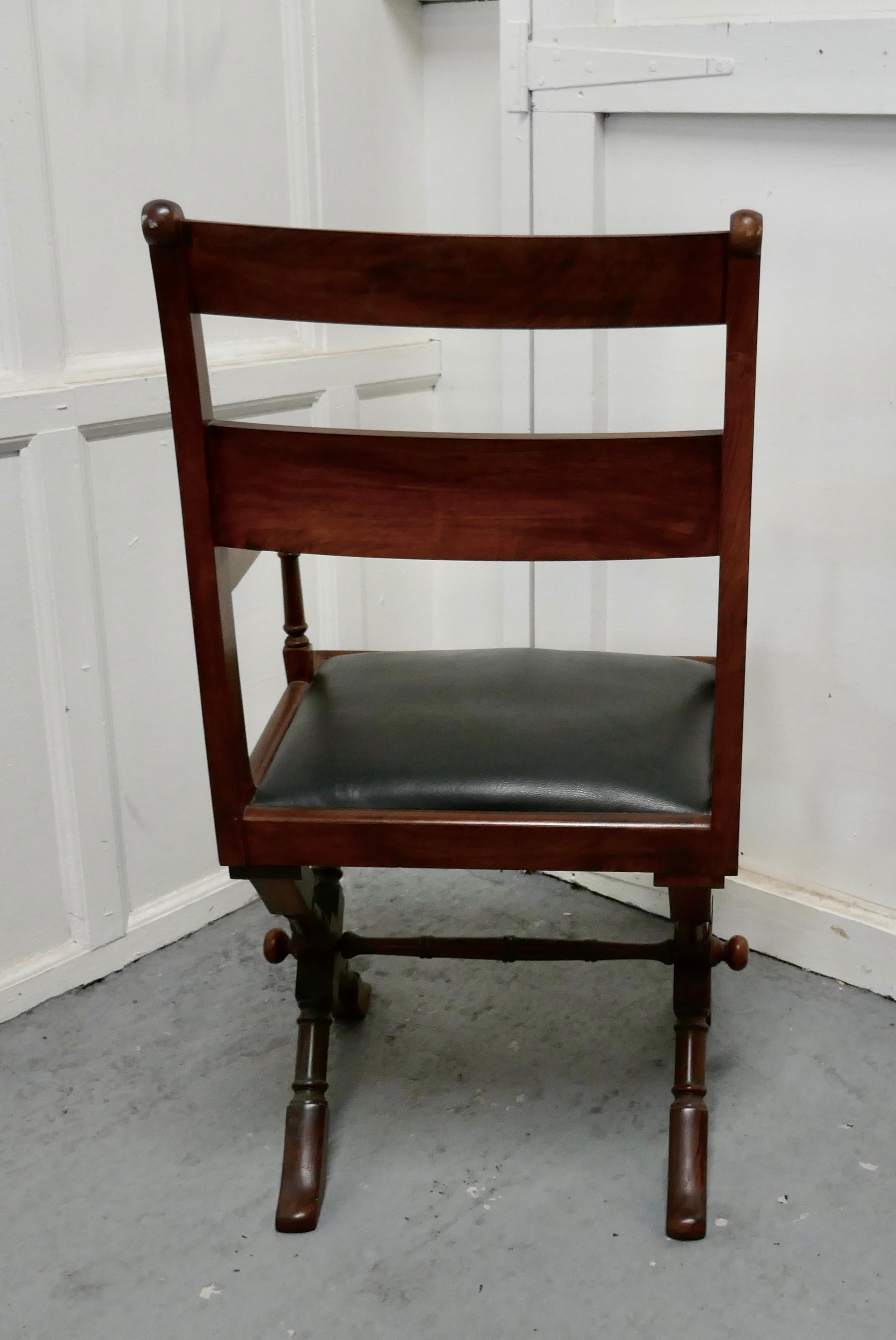 Arts & Crafts X-Frame Mahogany Desk Chair For Sale 1