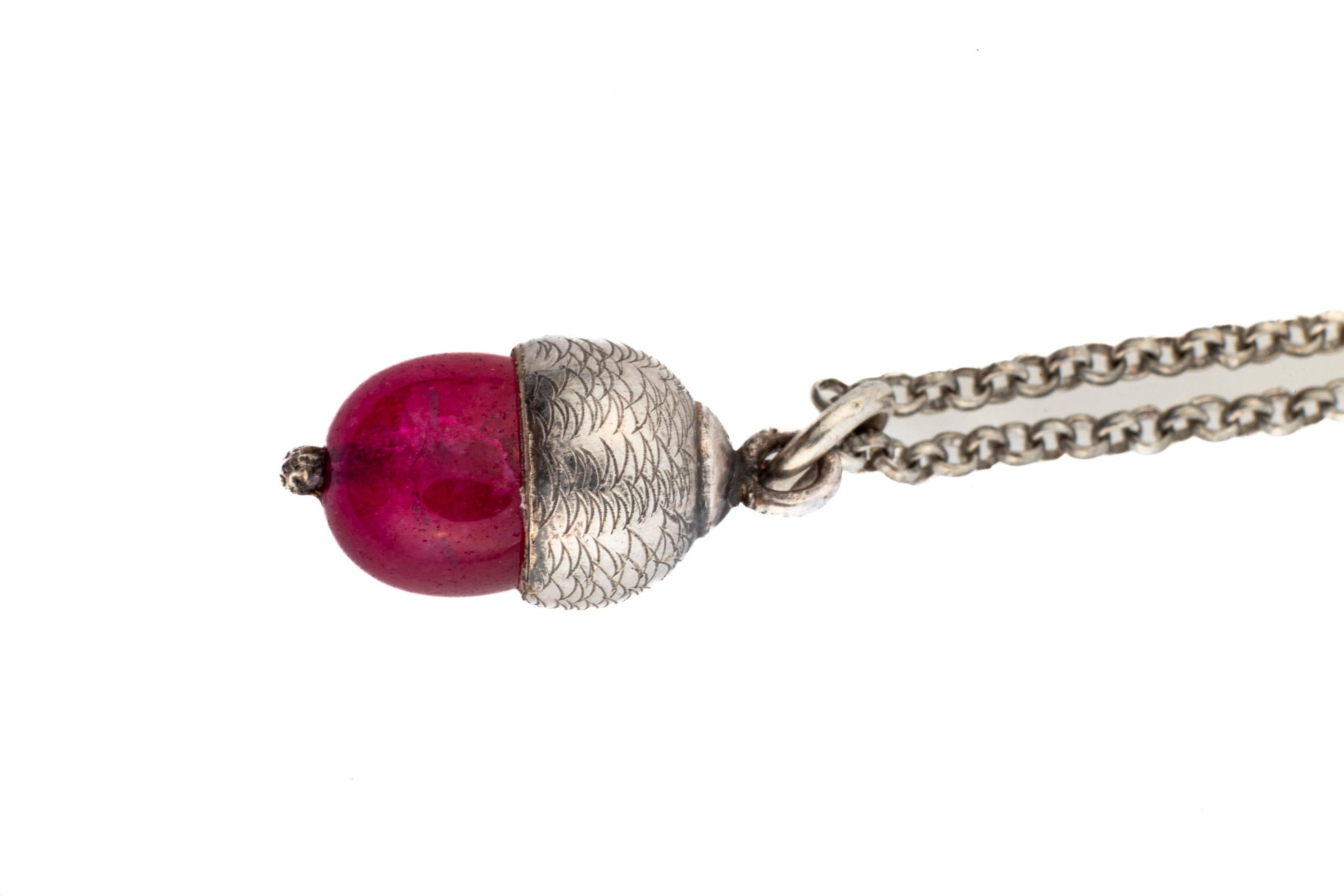 KunsthandwerkA Sterling Silber Spinell Eichel Anhänger (Arts and Crafts) im Angebot