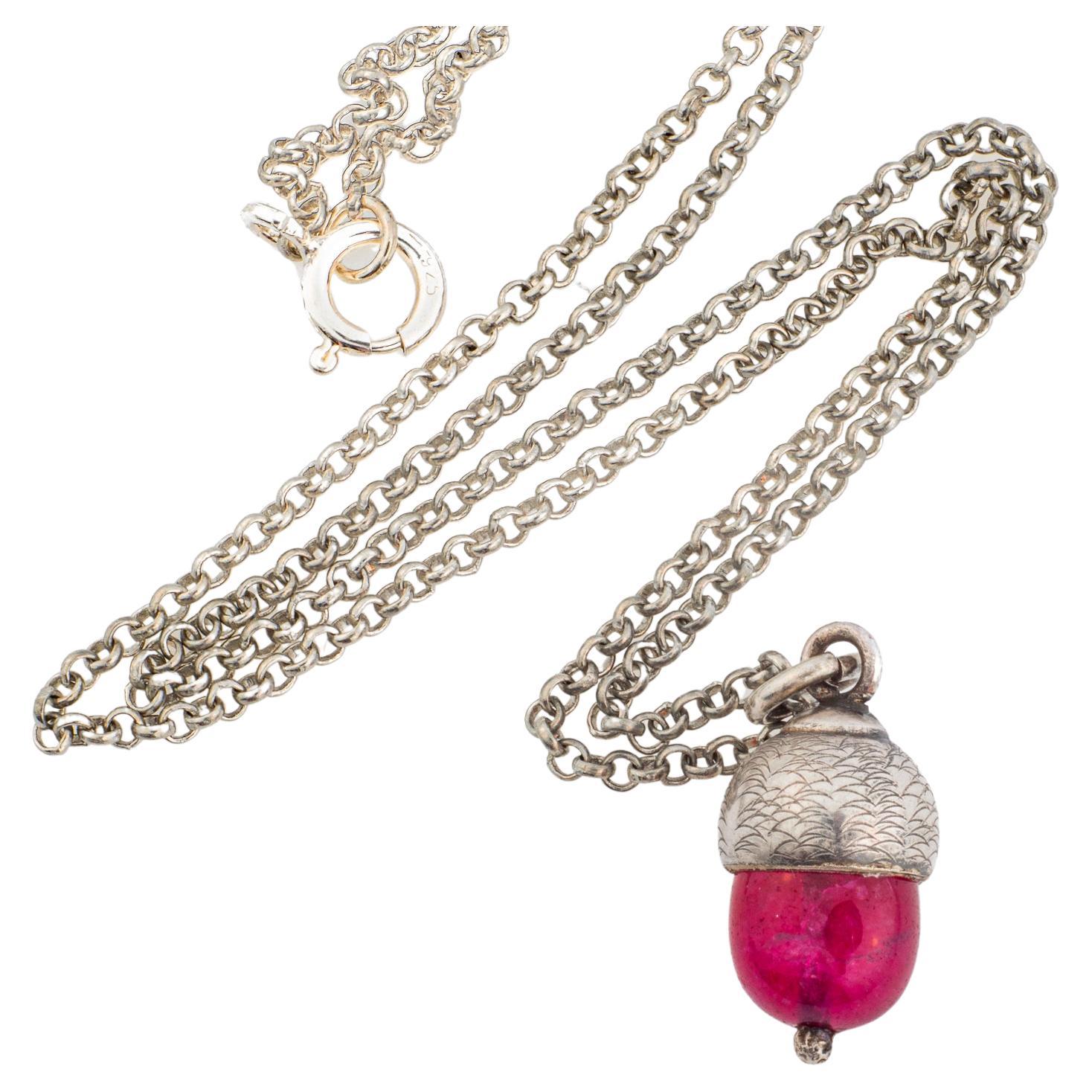 KunsthandwerkA Sterling Silber Spinell Eichel Anhänger