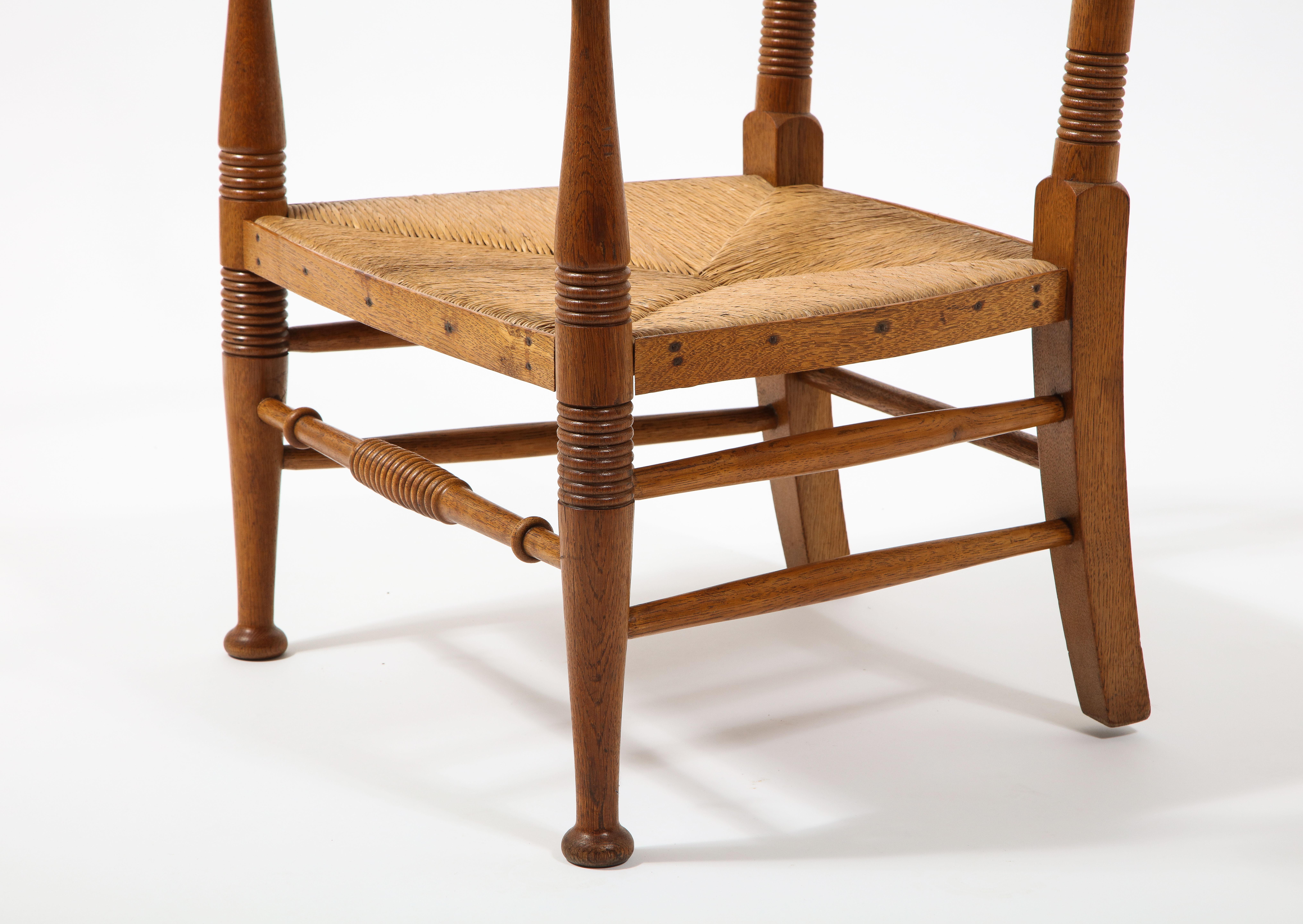  EG Punnets & Williams Arts & Craft-Stuhl mit Binsensitz, England 1910er Jahre im Angebot 4