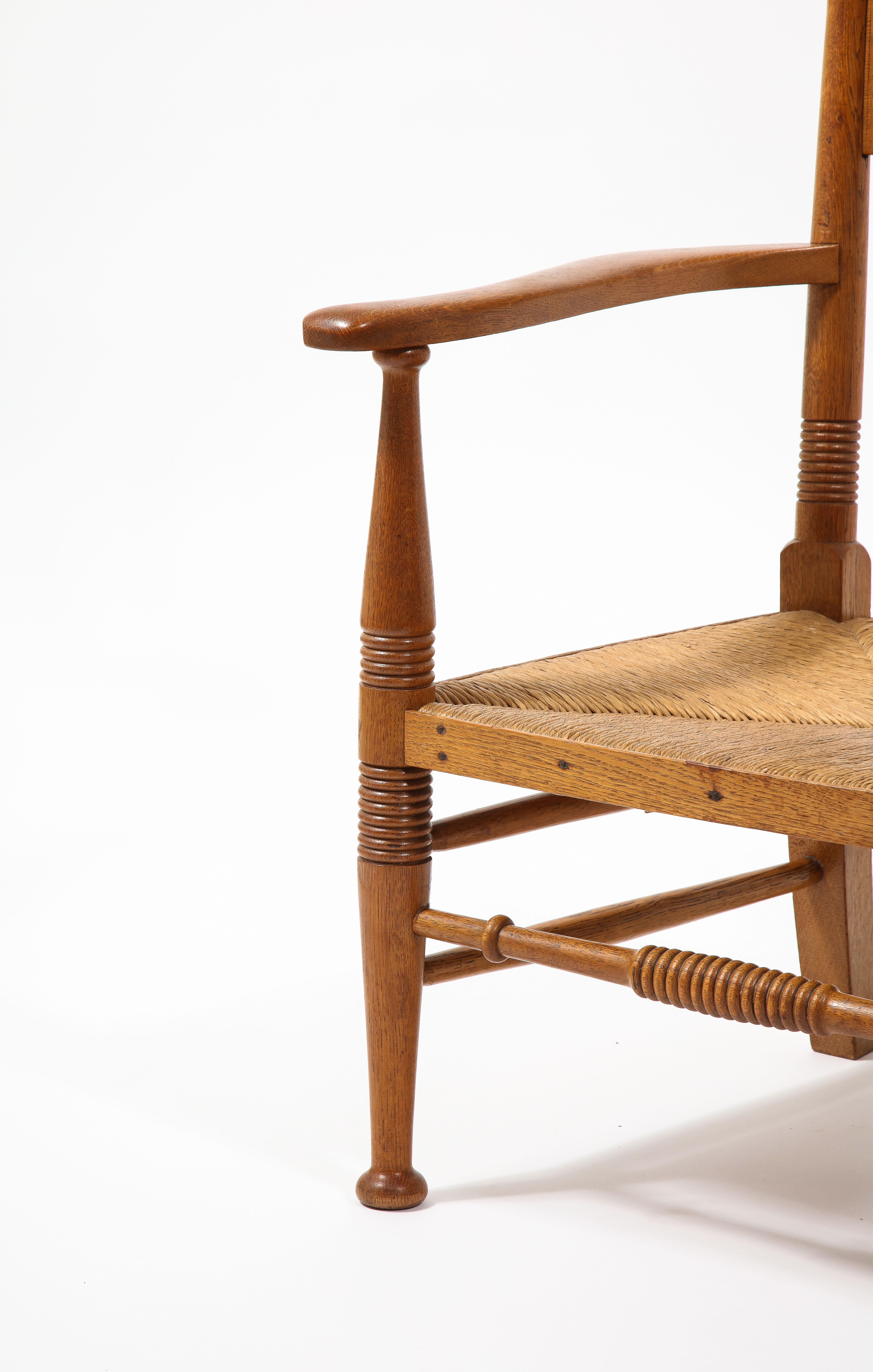  EG Punnets & Williams Arts & Craft-Stuhl mit Binsensitz, England 1910er Jahre im Angebot 1