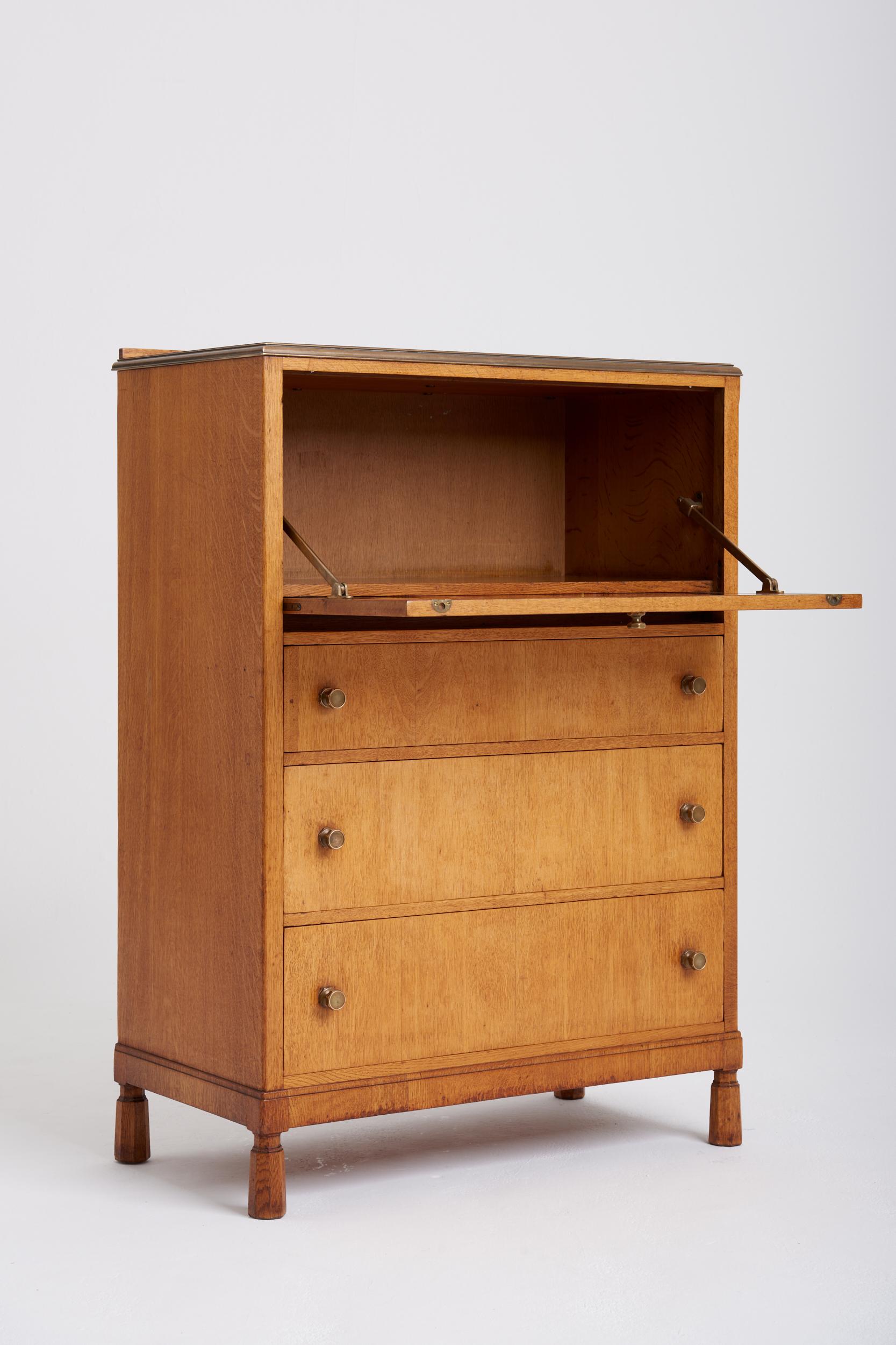 20th Century Arts & Craft Oak Secretaire Cabinet by Morris of Glasgow
