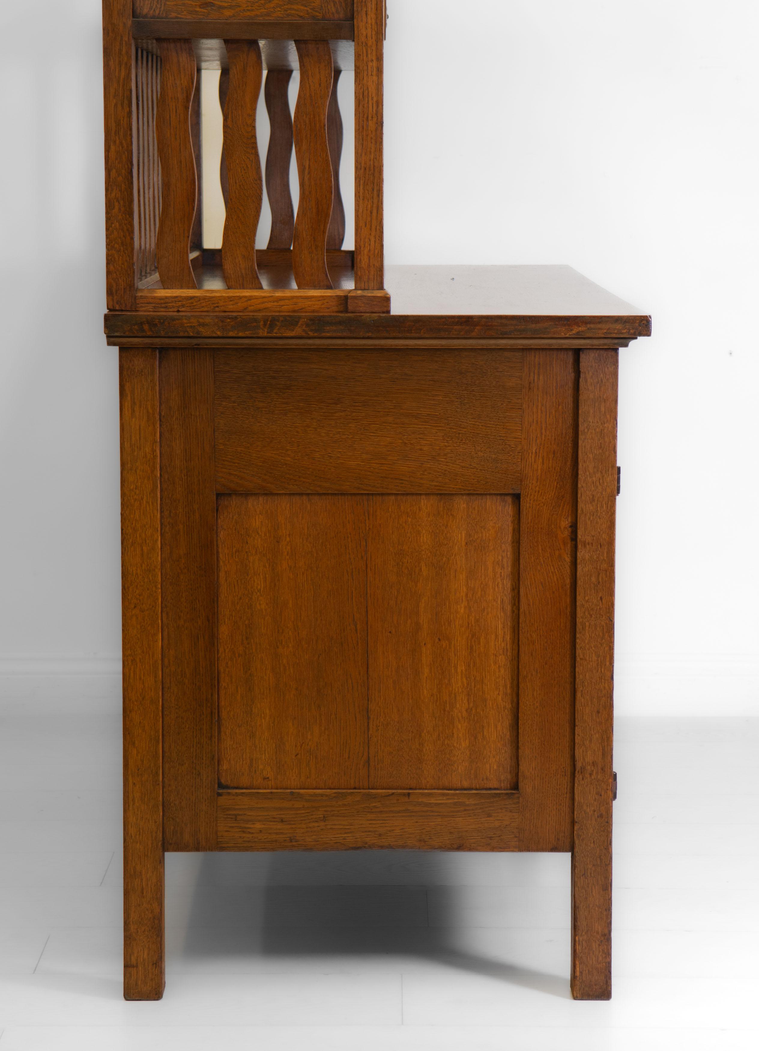 Iron Arts & Craft Oak Sideboard Cabinet Liberty & Co Style Circa 1900