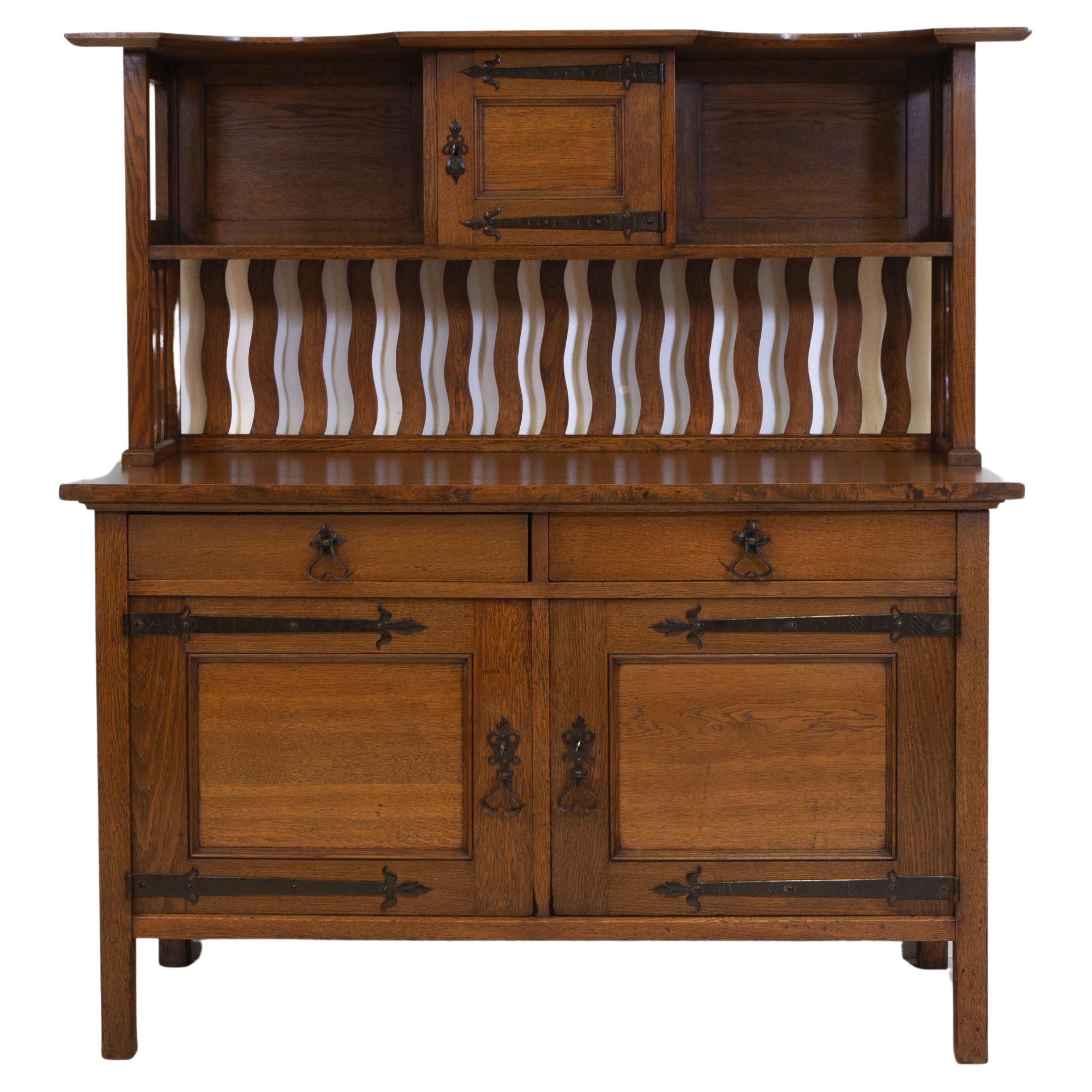 Arts & Craft Oak Sideboard Cabinet Liberty & Co Style Circa 1900
