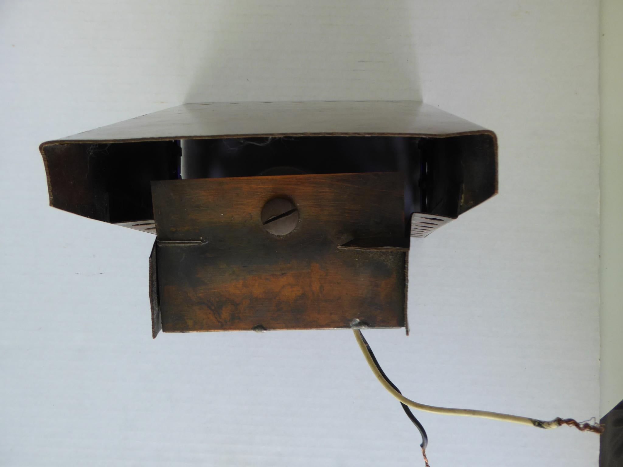 Arts & Craft Style Modern Copper /Cobalt Blue Glass Sconce Wall Light 1950s For Sale 2