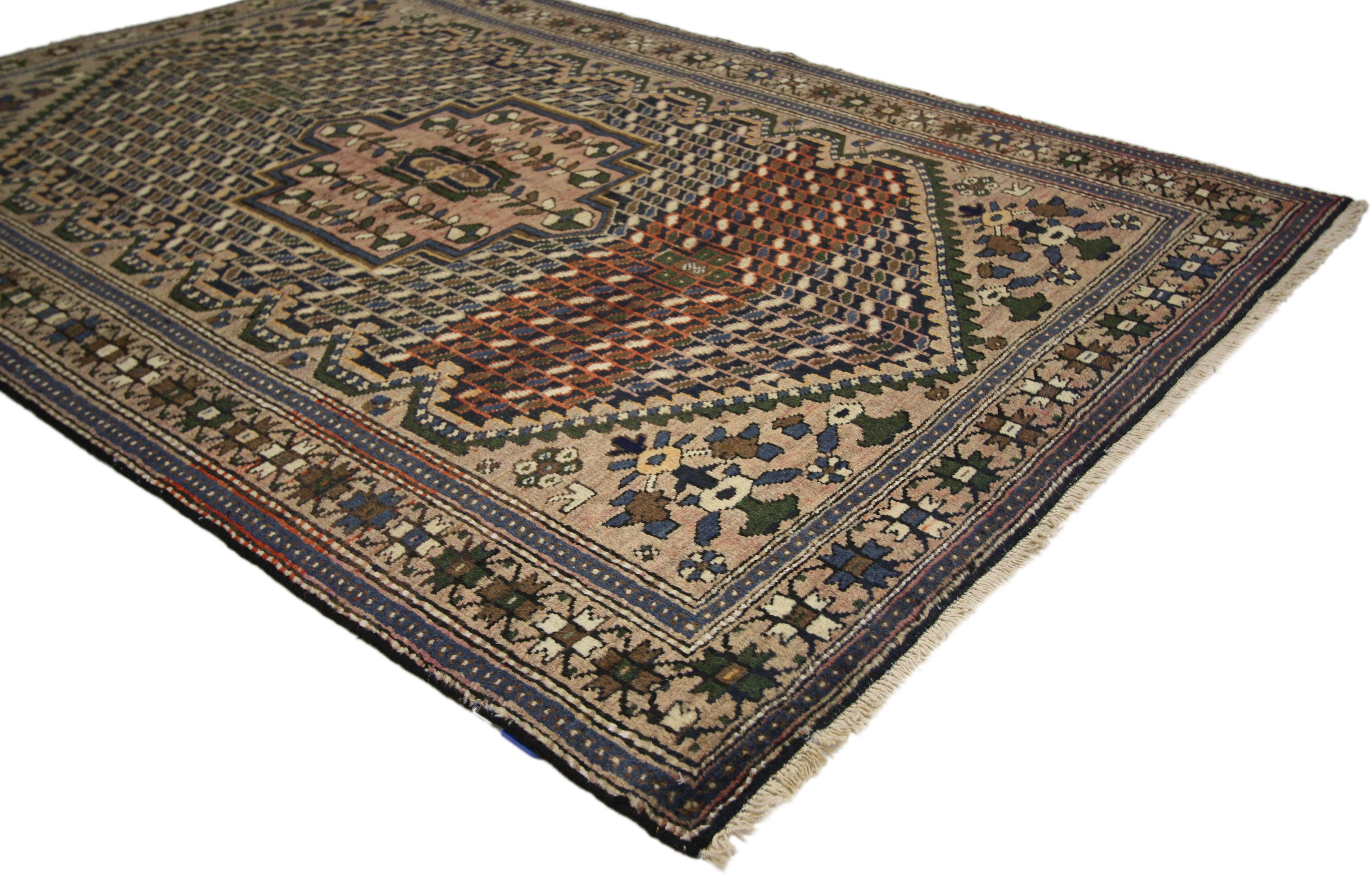 Arts & Craft Style Vintage Persian Bakhtiari Rug, Kitchen, Foyer or Entry Rug In Good Condition In Dallas, TX