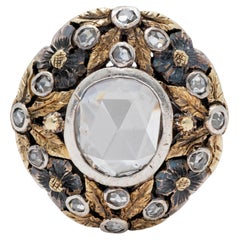 Arts & Crafts 1.26 CTW Rose Cut Diamond Silver-Topped 14K Gold Antique Ring