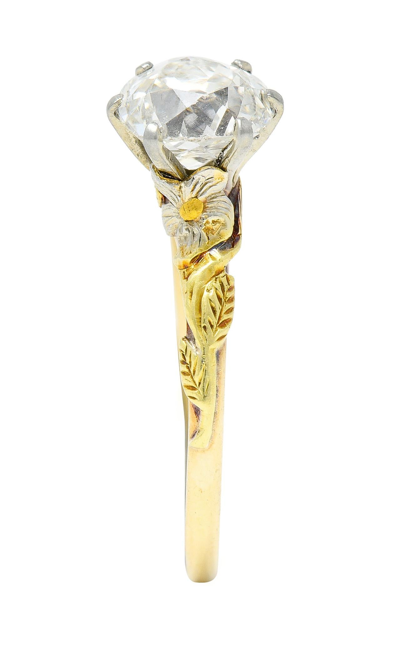 Arts & Crafts 1.28 CTW Old Mine Diamond 14K Tri-Gold Antique Engagement Ring 6