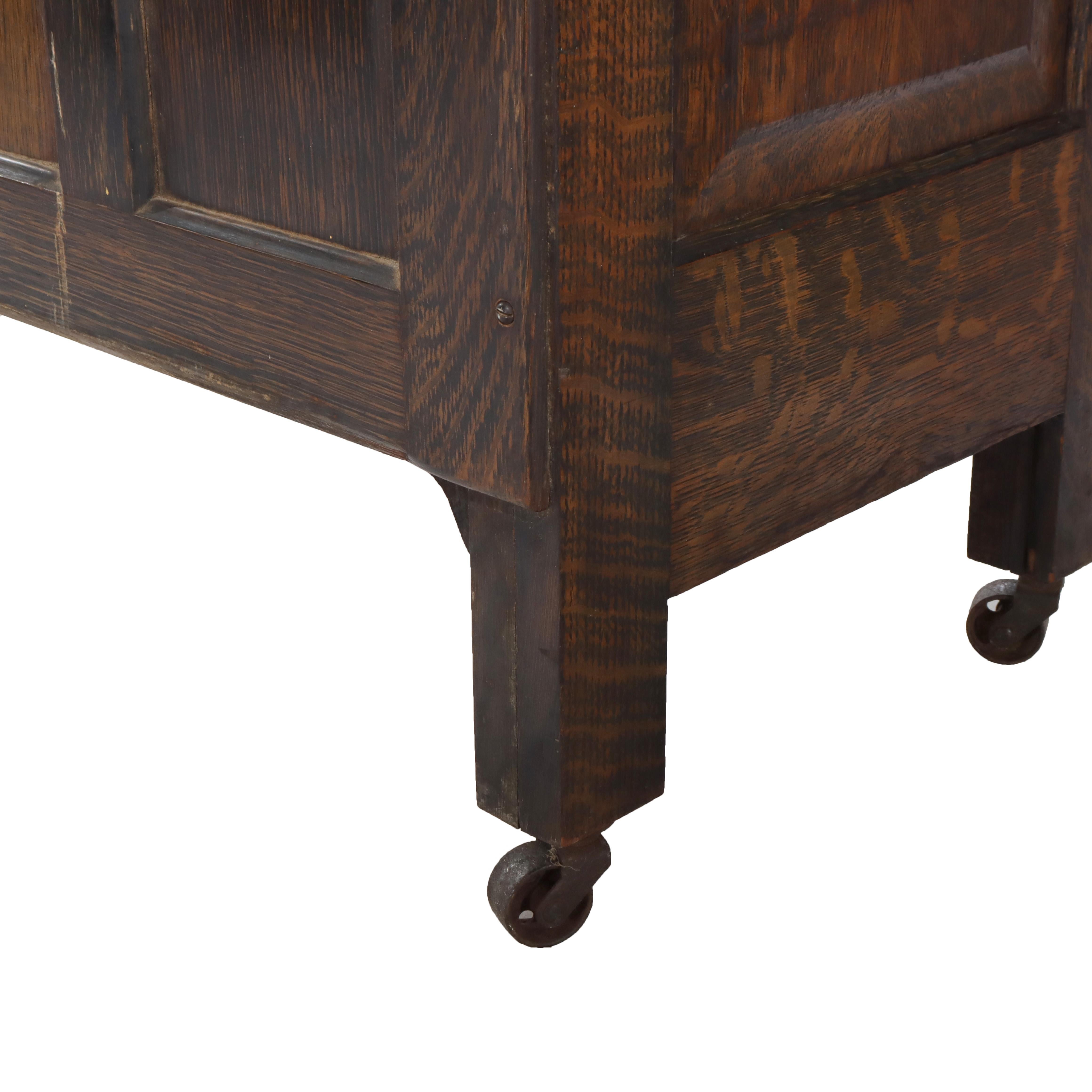 Cabinet dentaire à 18 tiroirs en chêne, verre au plomb et porcelaine Arts & Crafts C1910 en vente 8