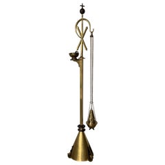 Antique Arts & Crafts 1920s Brass Floor Stand Incense Burner Religious, Gothic Art