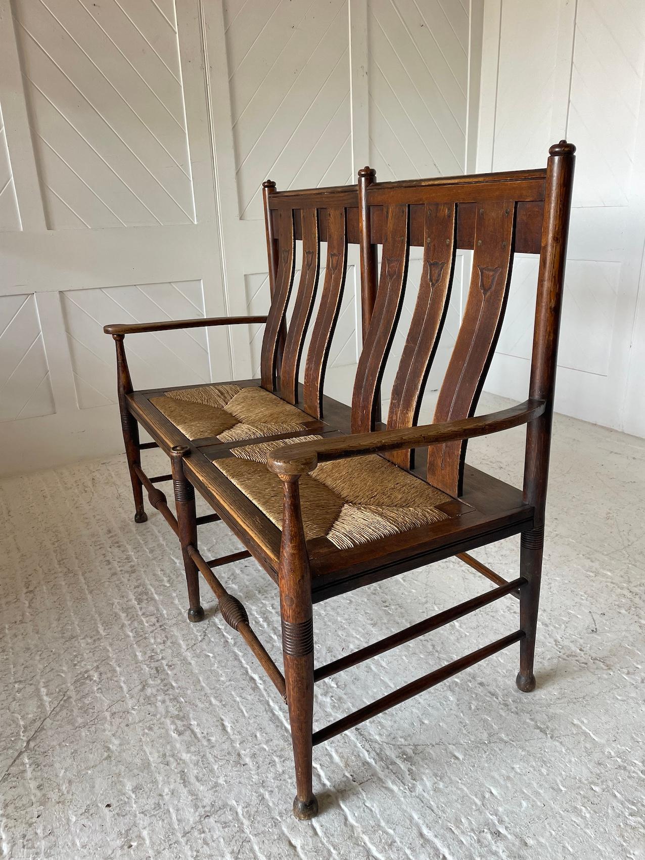 Rush Arts & Crafts 2 Seater Settle By William Birch