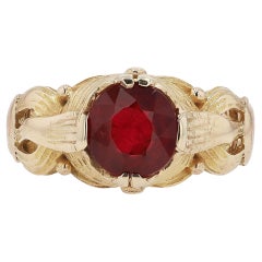 Arts 
Crafts 3.11 Carat Ruby and Yellow Gold Vintage Engagement Ring