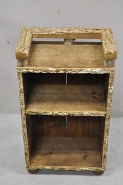 Petite étagère de bibliothèque rustique en bois avec branche d'arbre en forme de branche Arts & Crafts Adirondack