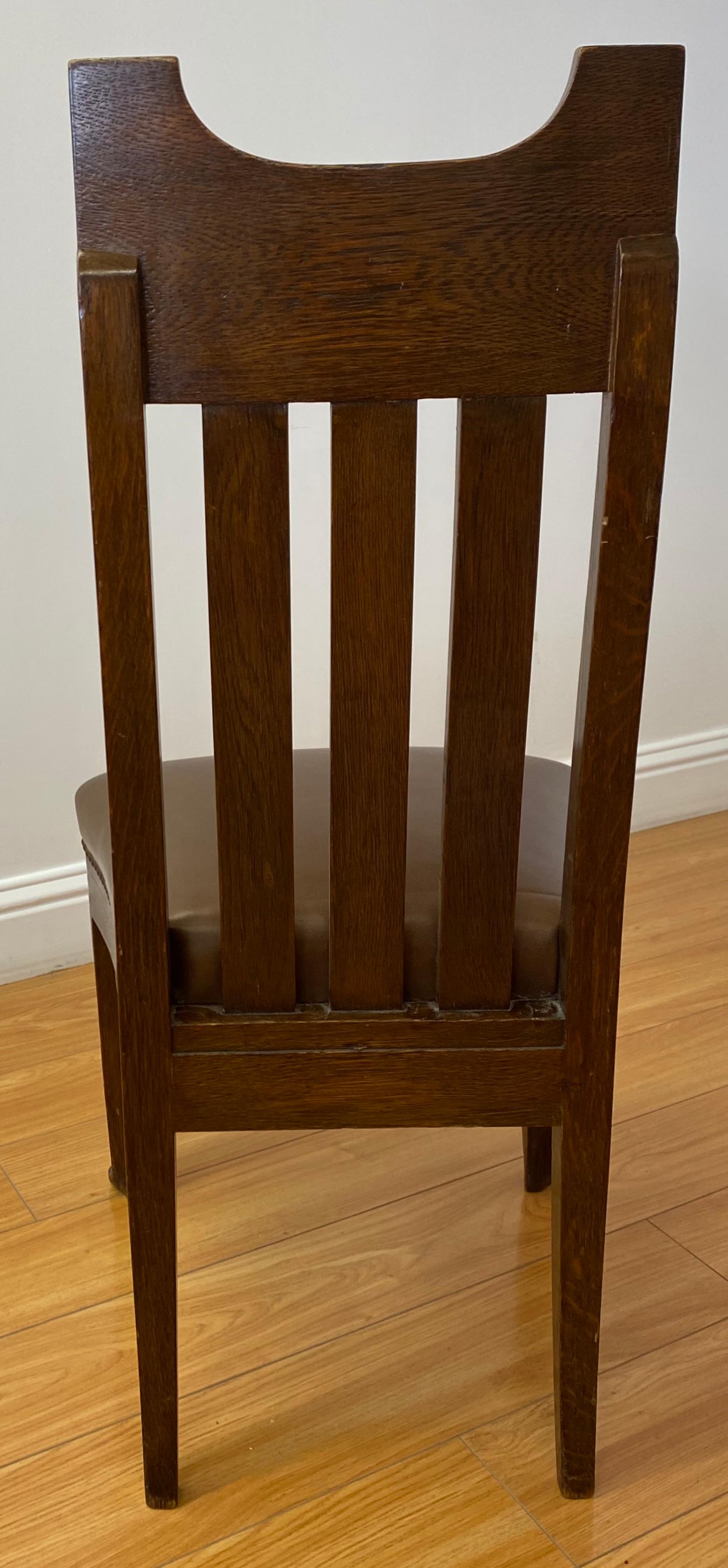 20th Century Arts & Crafts American Oak Side Chair, C.1920 For Sale
