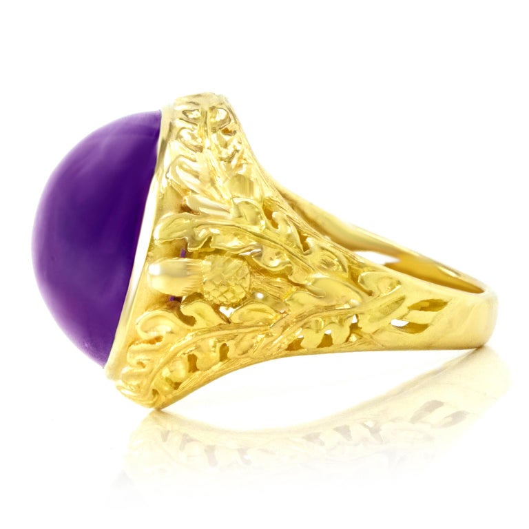 Arts and Crafts Amethyst Set Gold Ring at 1stdibs
