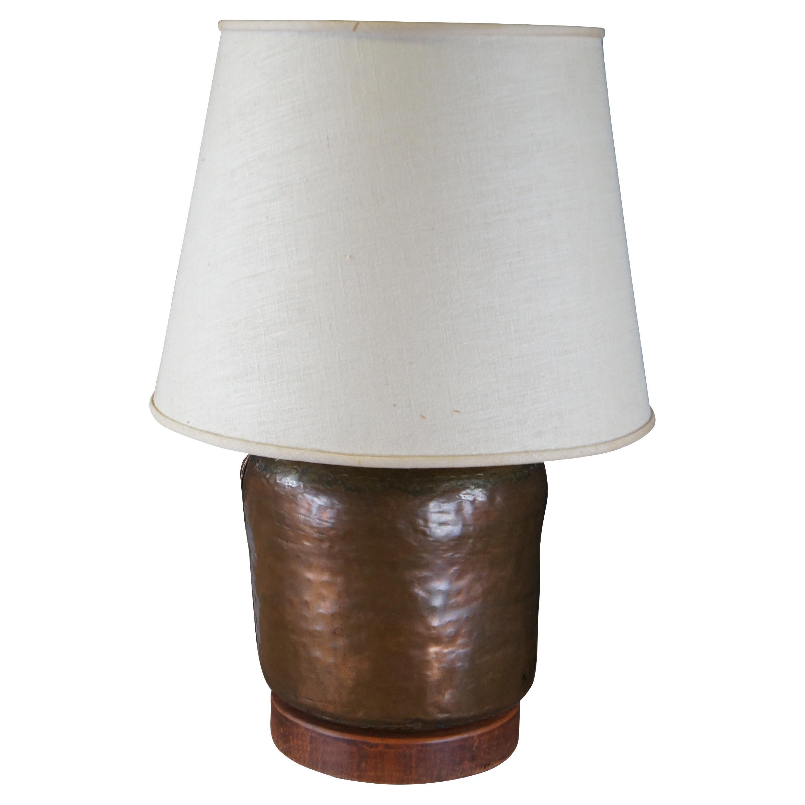 Arts & Crafts Antique 19th Century Dovetailed Copper Converted Table Lamp Pot