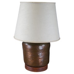Arts & Crafts Antique 19th Century Dovetailed Copper Converted Table Lamp Pot