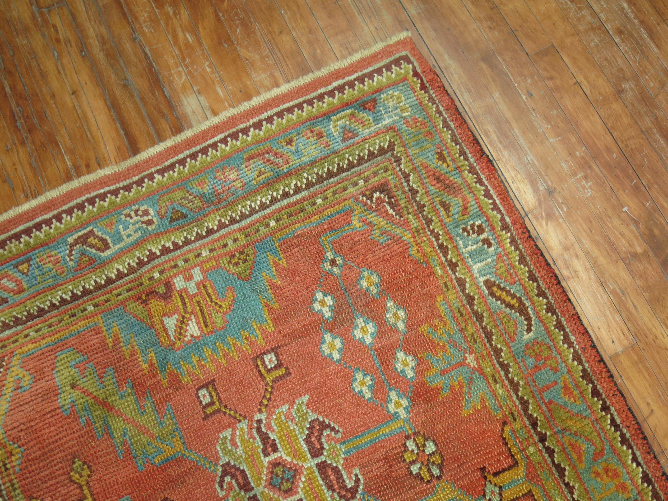 Arts & Crafts Antique Oushak Runner In Good Condition For Sale In New York, NY