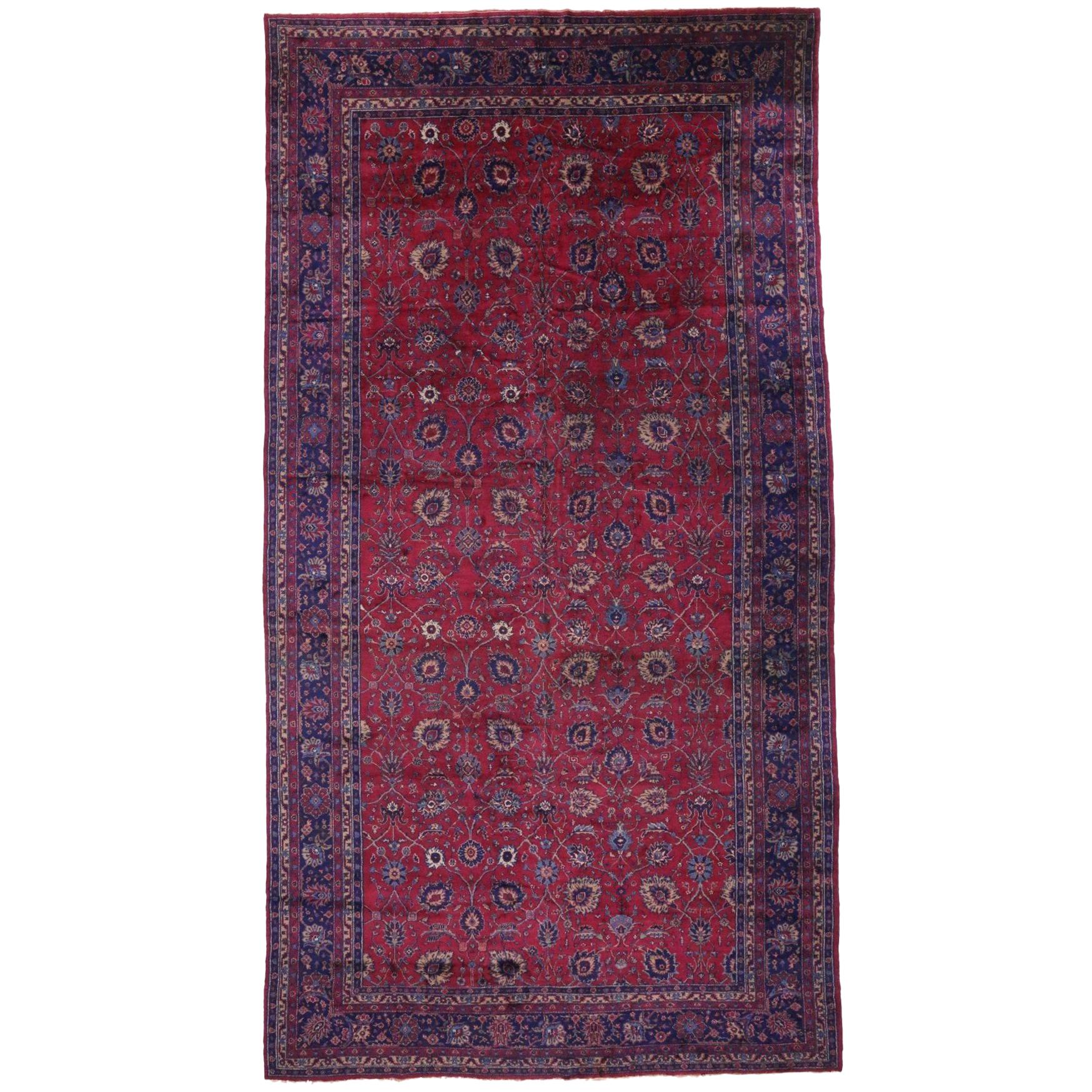 Antique Turkish Sparta Palace Size Rug with Luxe Regency Venetian Style For Sale