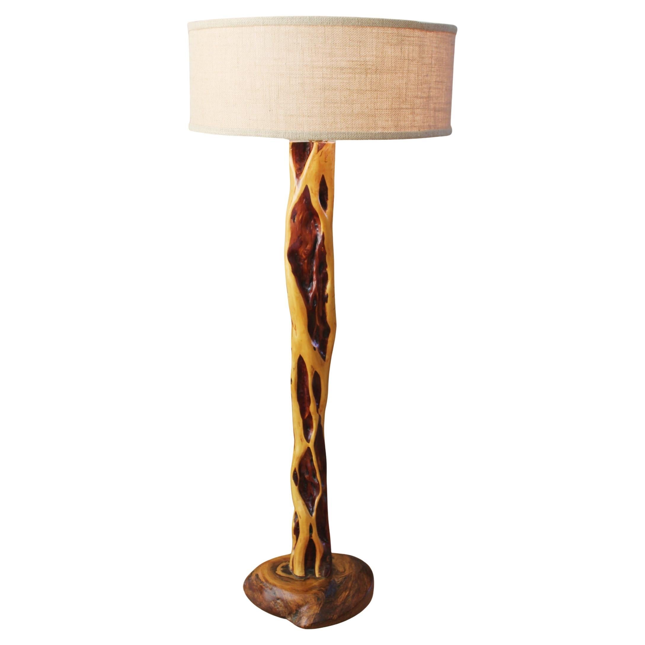 Arts & Crafts Arizona Ironwood Floor Lamp Live Edge MCM 1955 After Nakashima