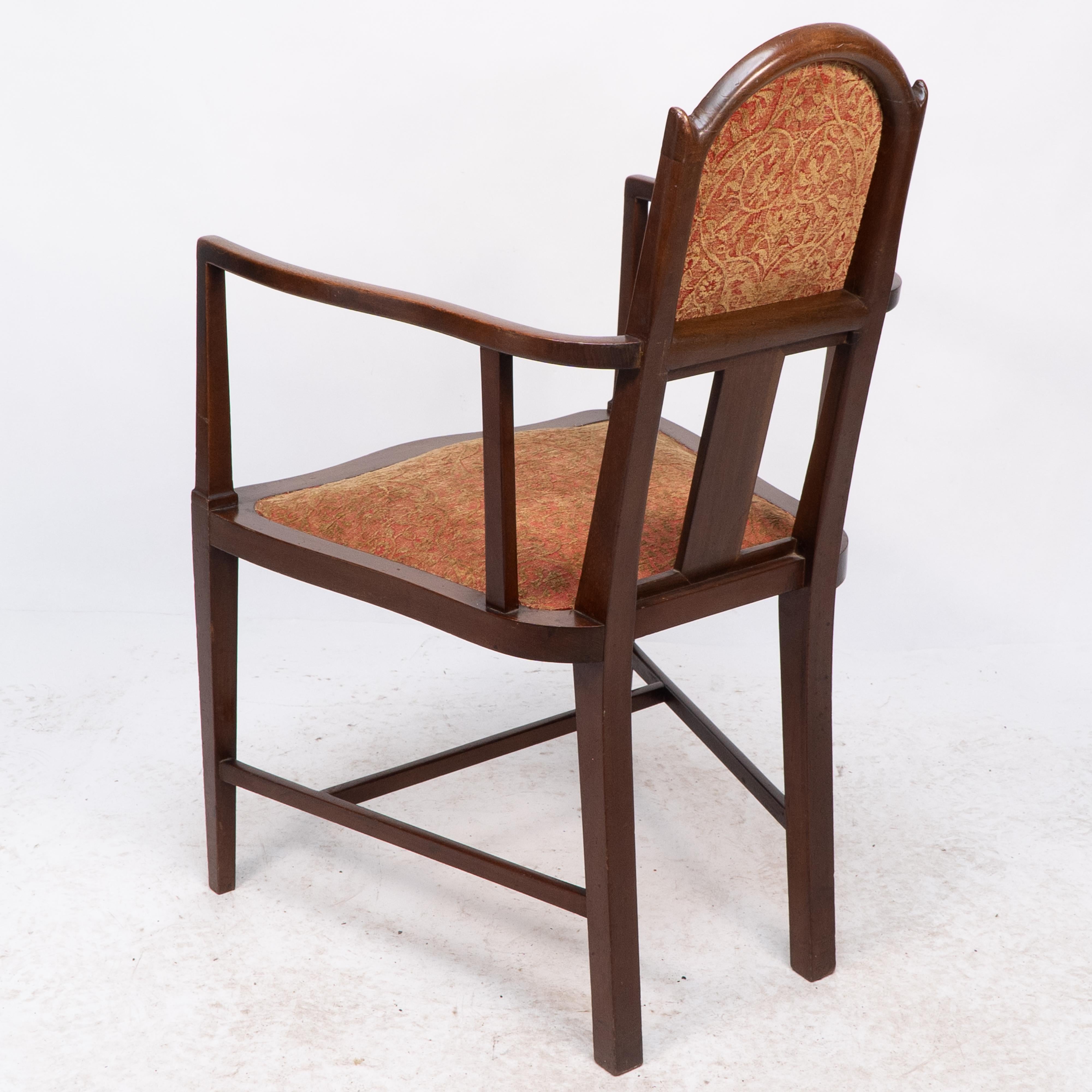 G M Ellwood for J S Henry. Arts & Crafts armchair with mother-of-pearl inlays For Sale 8