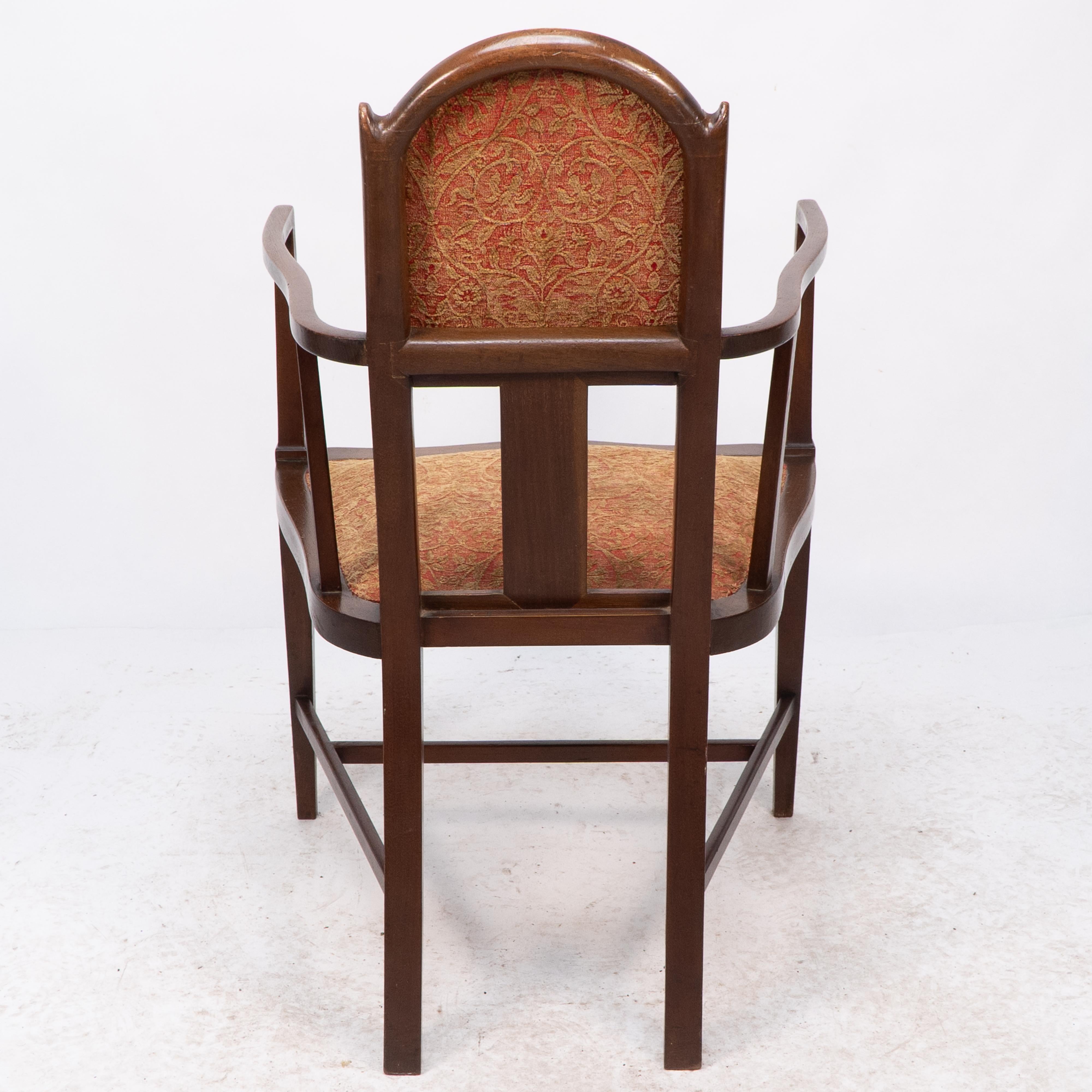 G M Ellwood for J S Henry. Arts & Crafts armchair with mother-of-pearl inlays For Sale 9