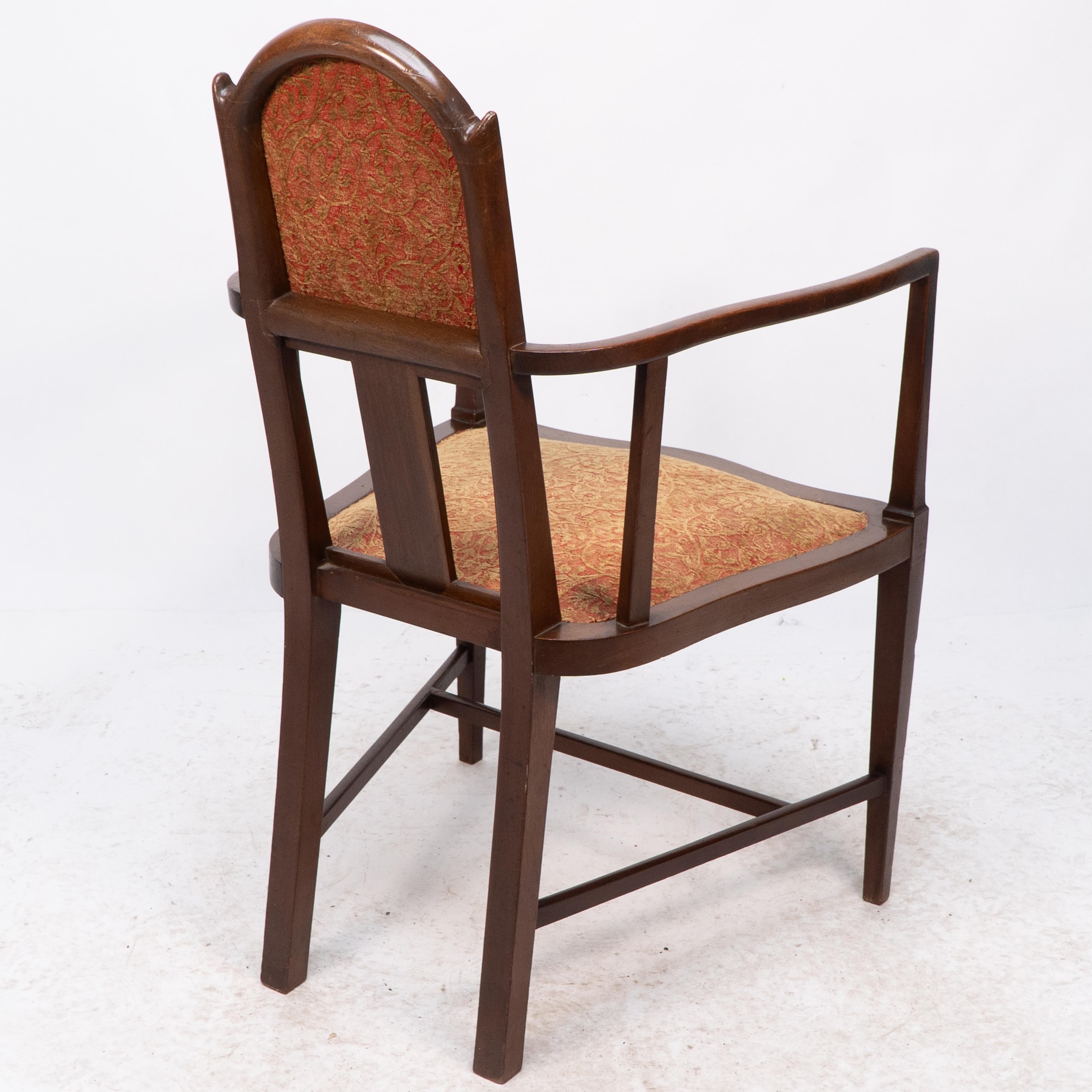 G M Ellwood for J S Henry. Arts & Crafts armchair with mother-of-pearl inlays For Sale 10
