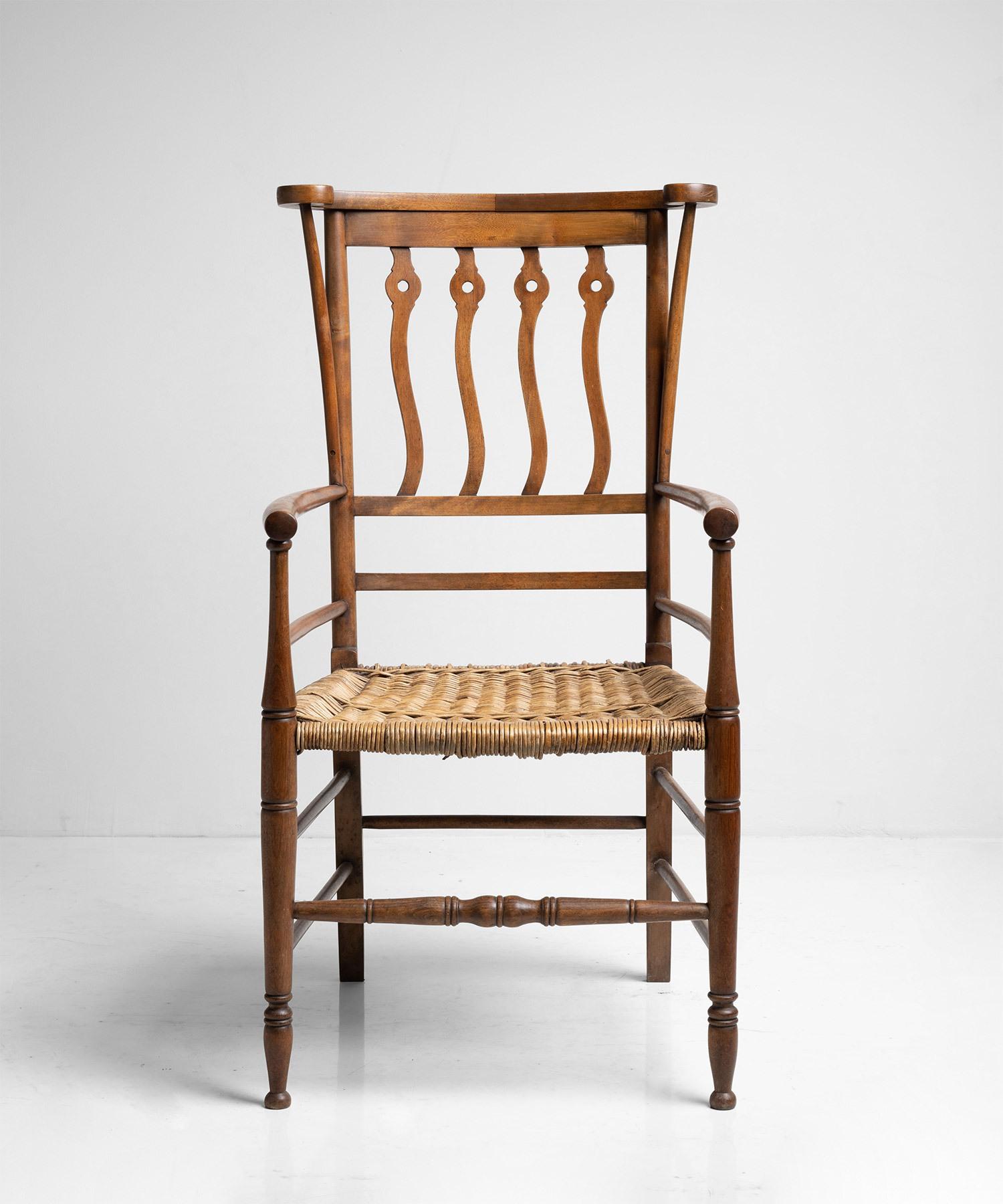 Wicker Arts & Crafts Armchair, England Circa 1920