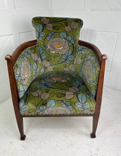 Arts & Crafts Armchair in ‘Glasgow Rose’ Velvet Fabric