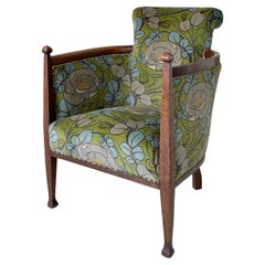 Antique Arts & Crafts Armchair in ‘Glasgow Rose’ Velvet Fabric
