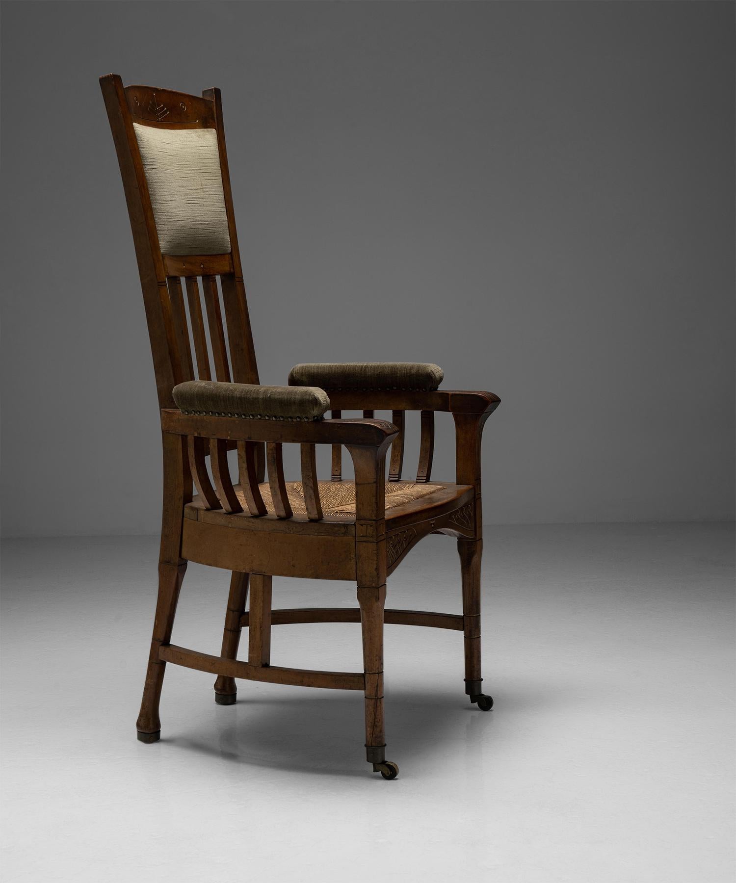 Upholstery Arts & Crafts Armchair No.1, France, Circa 1900