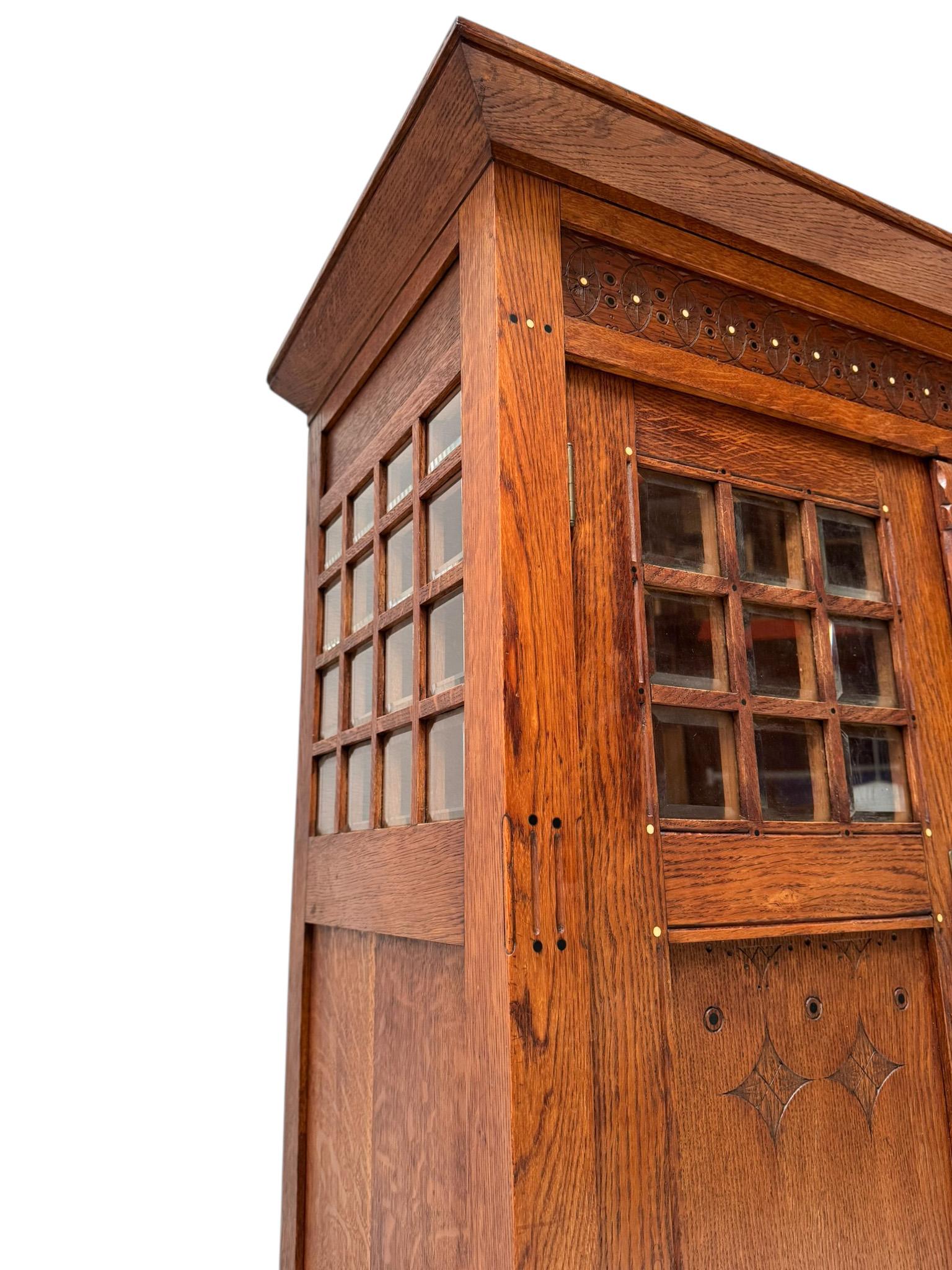 Arts & Crafts Armoire or Bookcase In the style of Architect Lauweriks, 1890s For Sale 3
