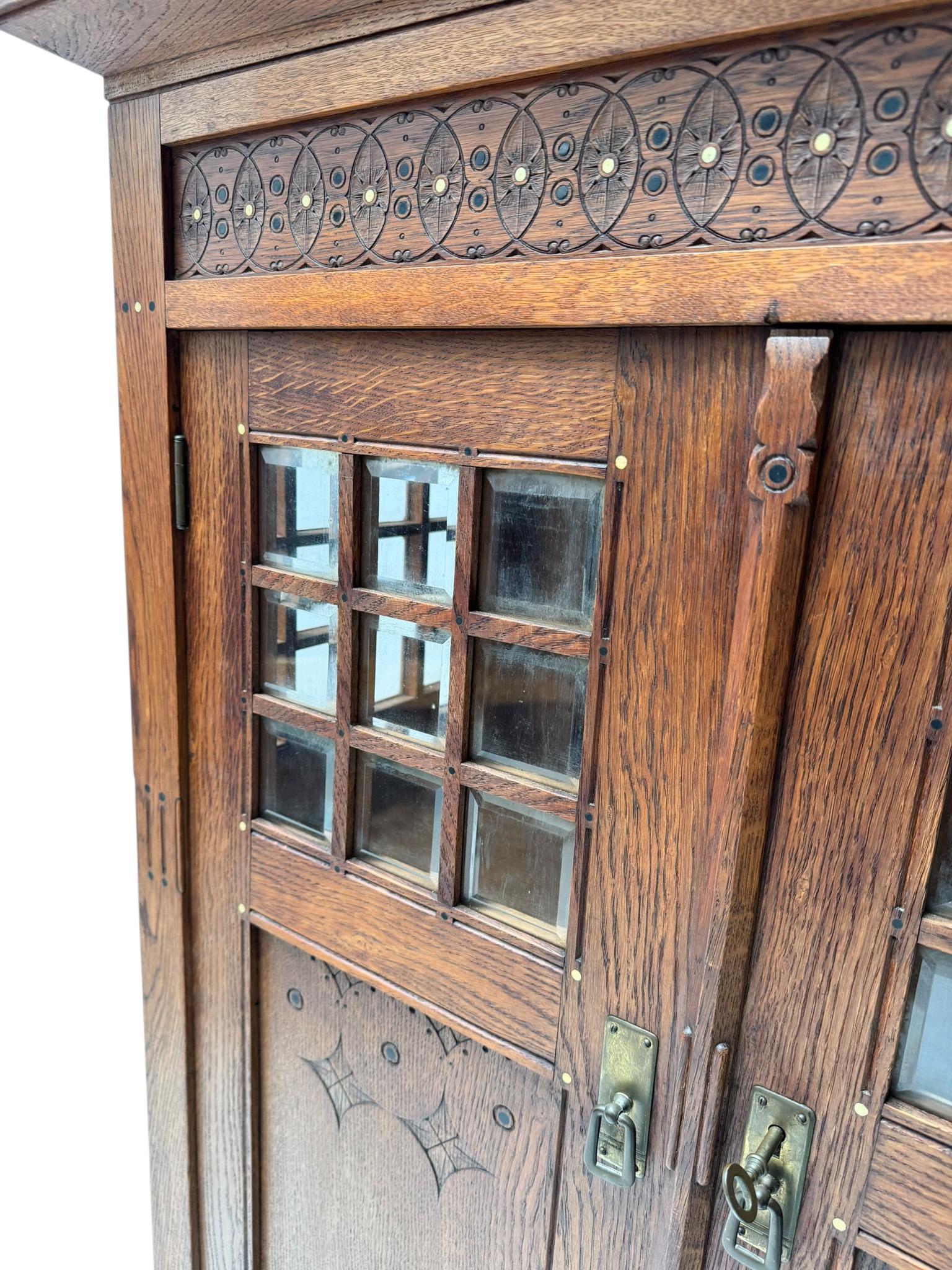 Arts & Crafts Armoire or Bookcase In the style of Architect Lauweriks, 1890s For Sale 4
