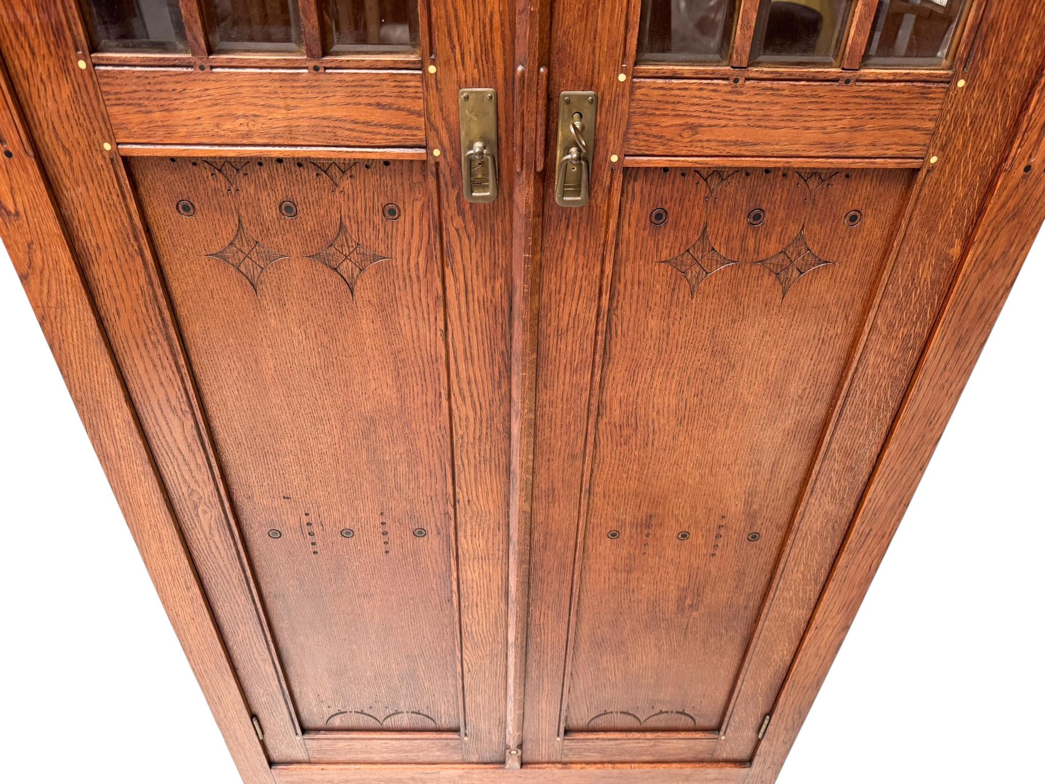 Arts & Crafts Armoire or Bookcase In the style of Architect Lauweriks, 1890s For Sale 5