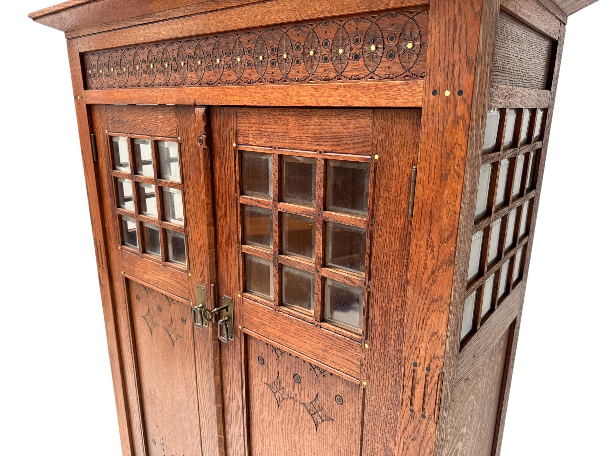 Arts & Crafts Armoire or Bookcase In the style of Architect Lauweriks, 1890s For Sale 6