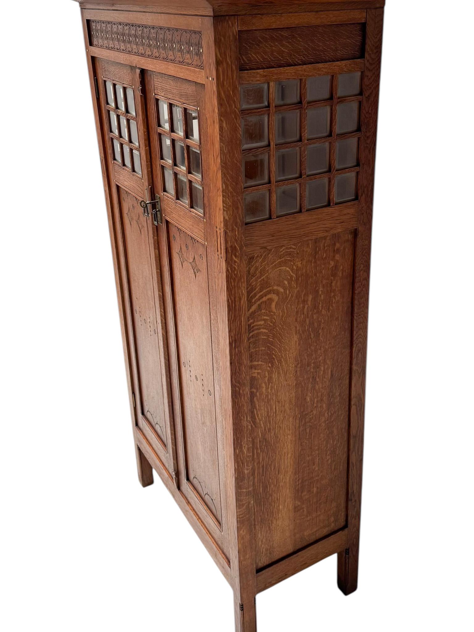 Arts and Crafts Arts & Crafts Armoire or Bookcase In the style of Architect Lauweriks, 1890s For Sale