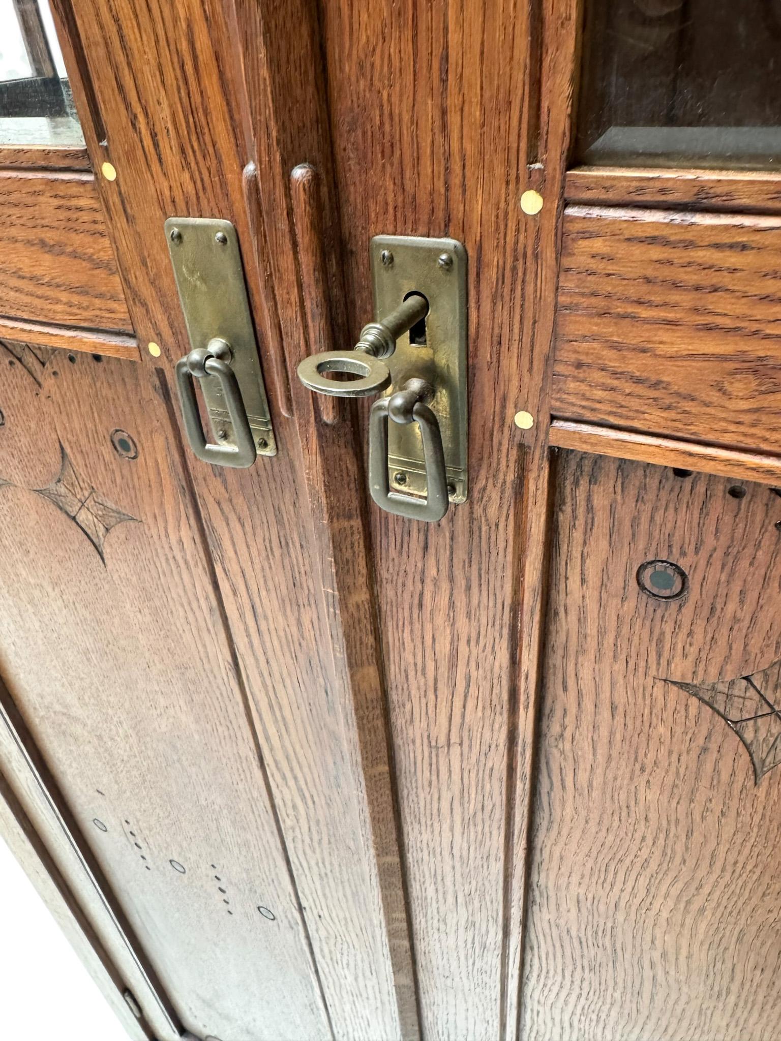 Arts & Crafts Armoire or Bookcase In the style of Architect Lauweriks, 1890s For Sale 1