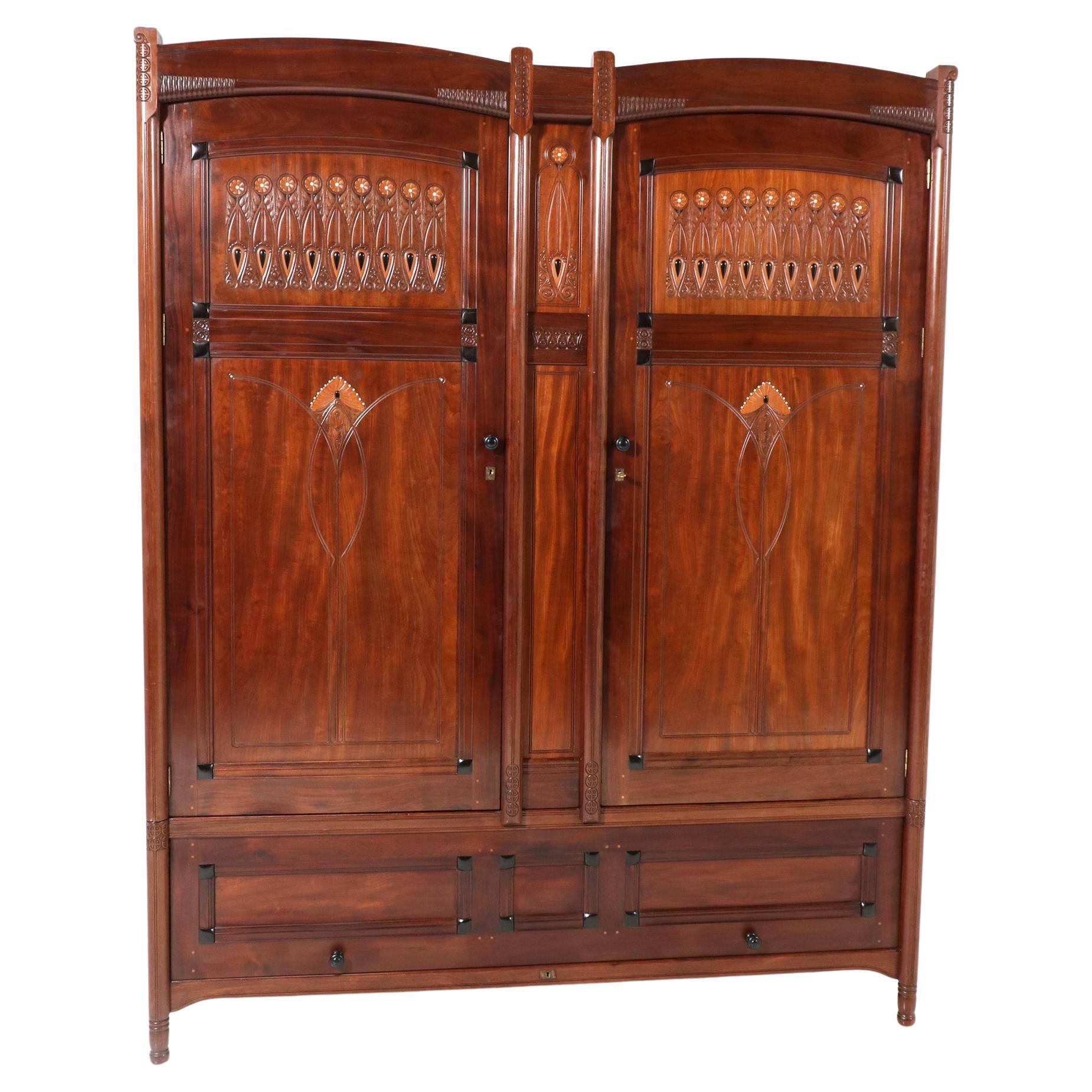  Arts & Crafts Armoire or Wardrobe by Jac. van den Bosch for 't Binnenhuis, 1910