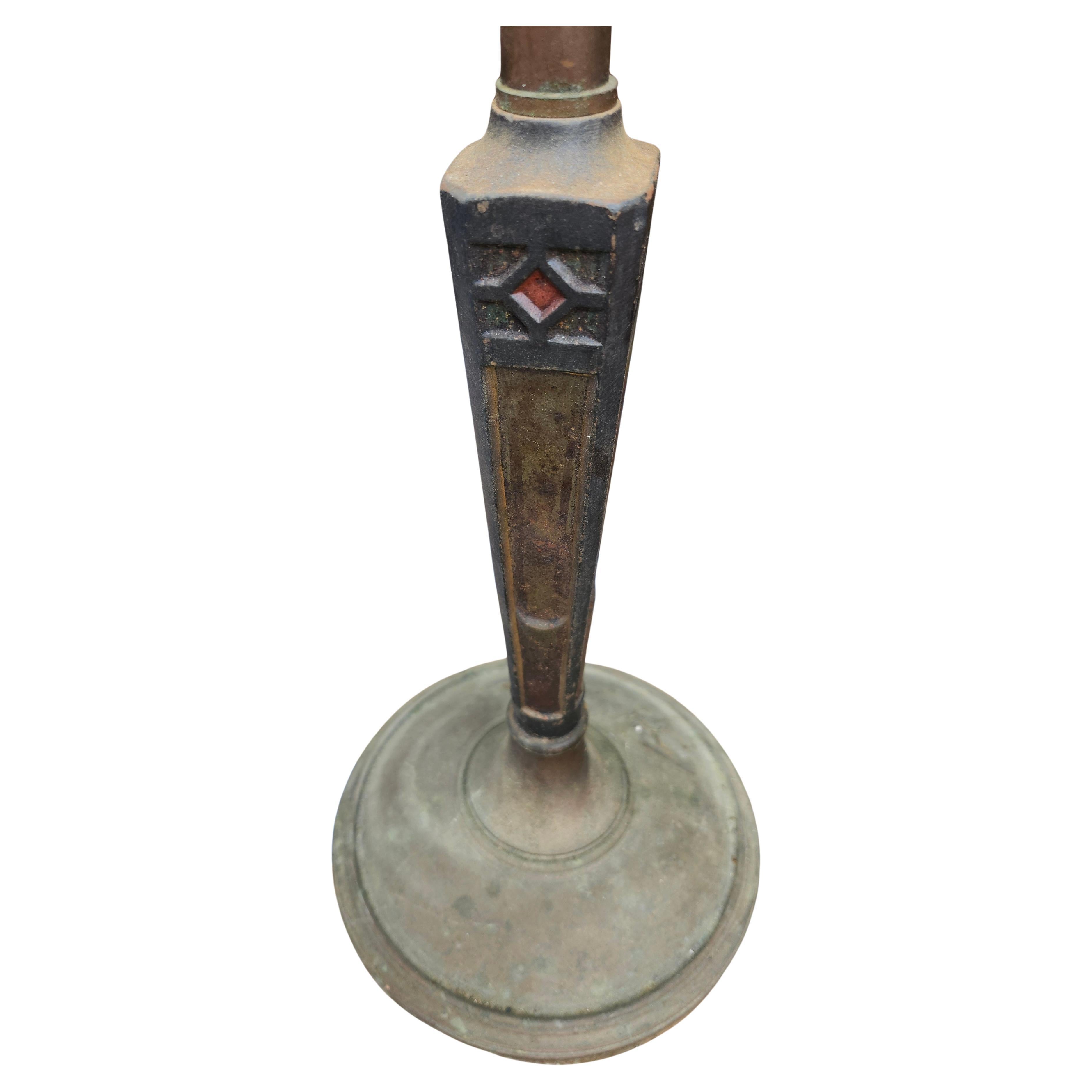 Fantastic transitional piece, arts & crafts to art deco captured in this ashstand.  Fabulous mixed metals create a very pure and interesting stand. Match Holder opposite the ashtray. Weighted base for stability with arts and Crafts design