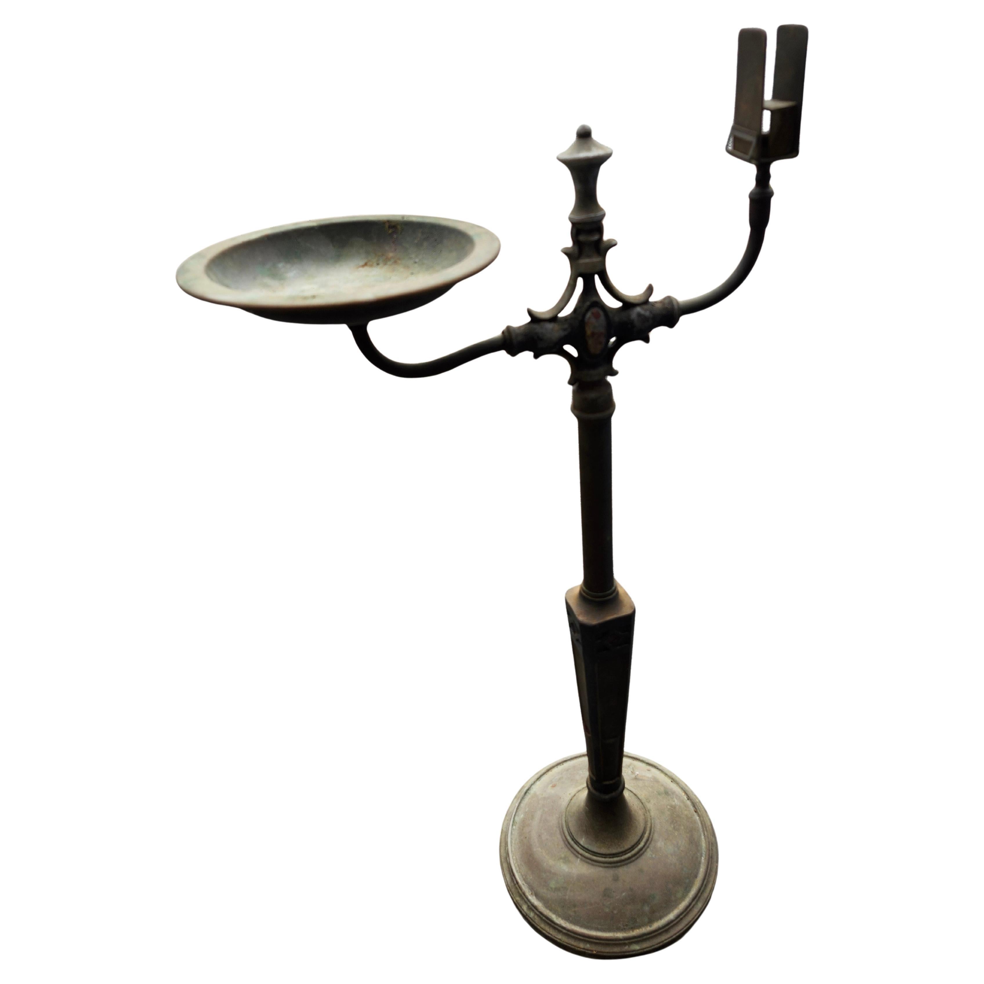 American Arts & Crafts Art Deco Ash Stand Mixed Metals with Match Holder For Sale