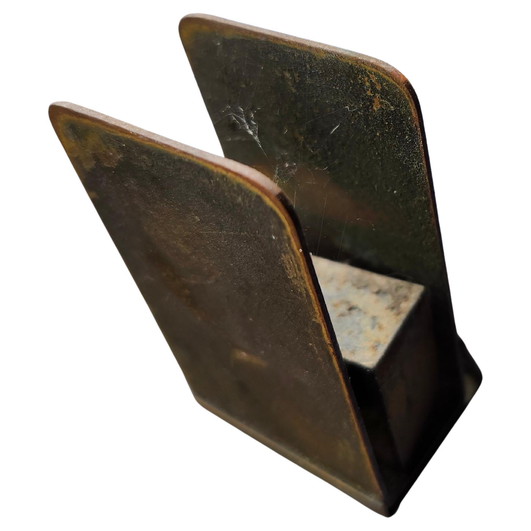Brass Arts & Crafts Art Deco Ash Stand Mixed Metals with Match Holder For Sale