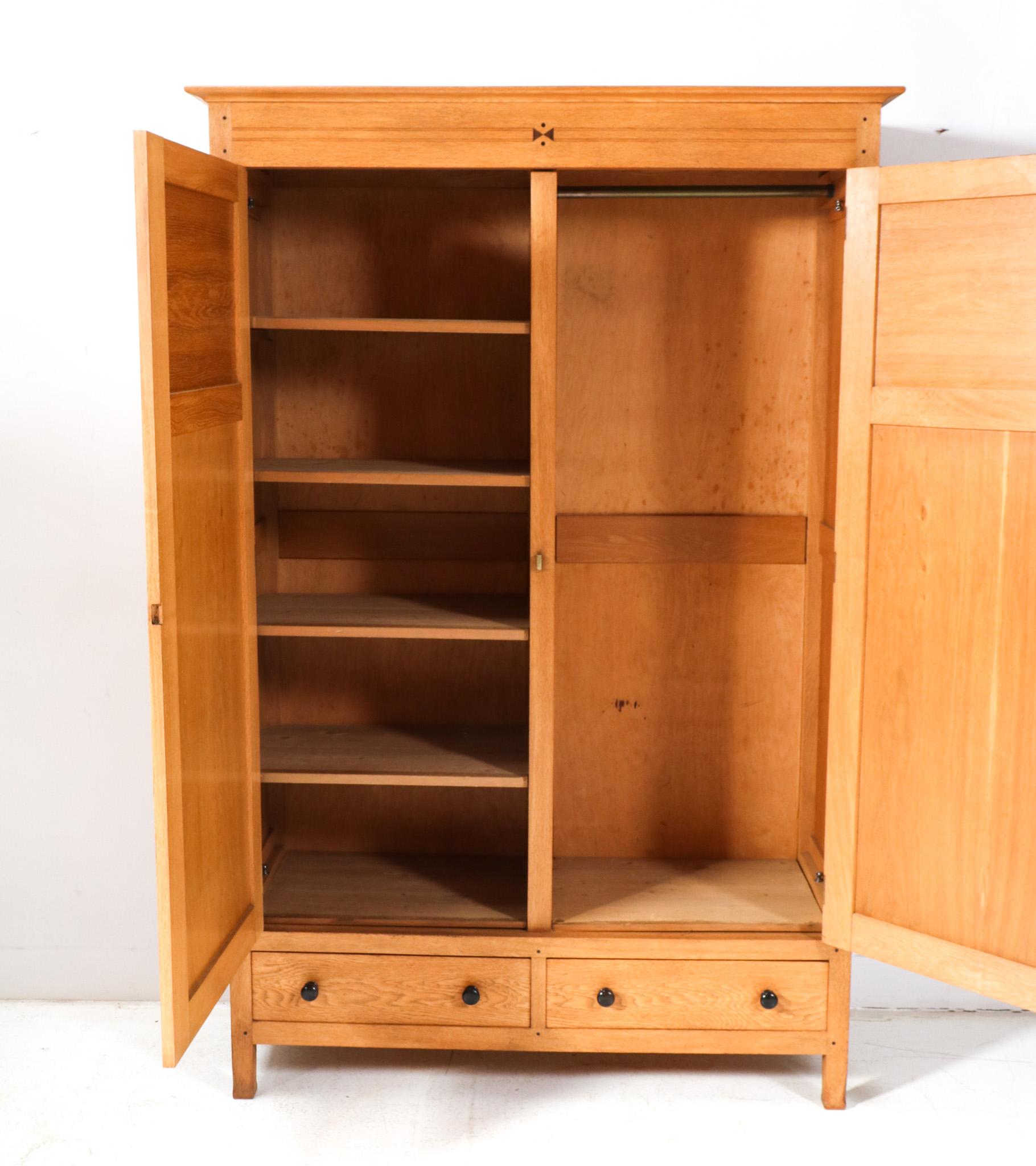 Early 20th Century Arts & Crafts Art Nouveau Armoire or Wardrobe by Jac. van den Bosch, 1904